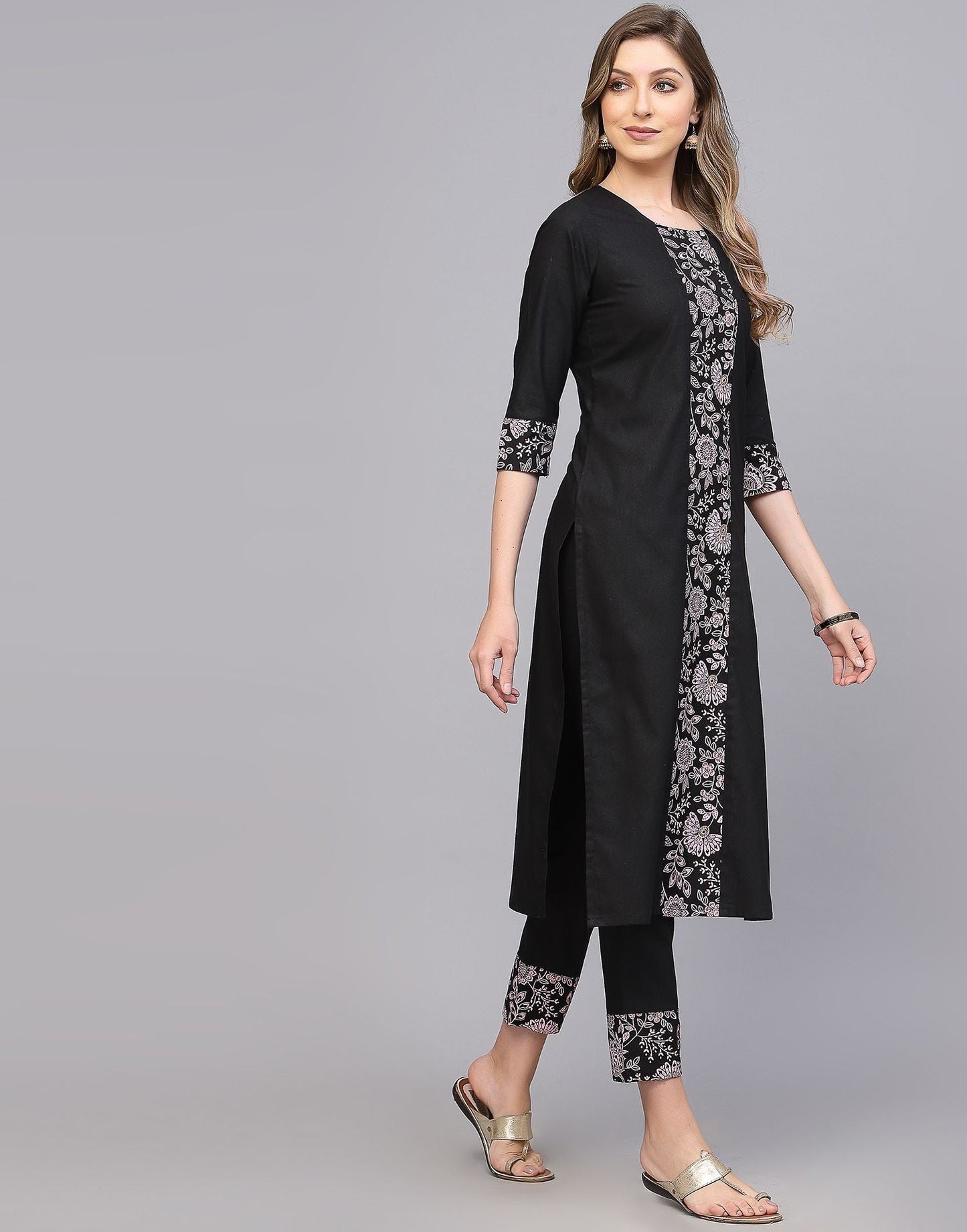 Black Cotton Kurti With Pant Set