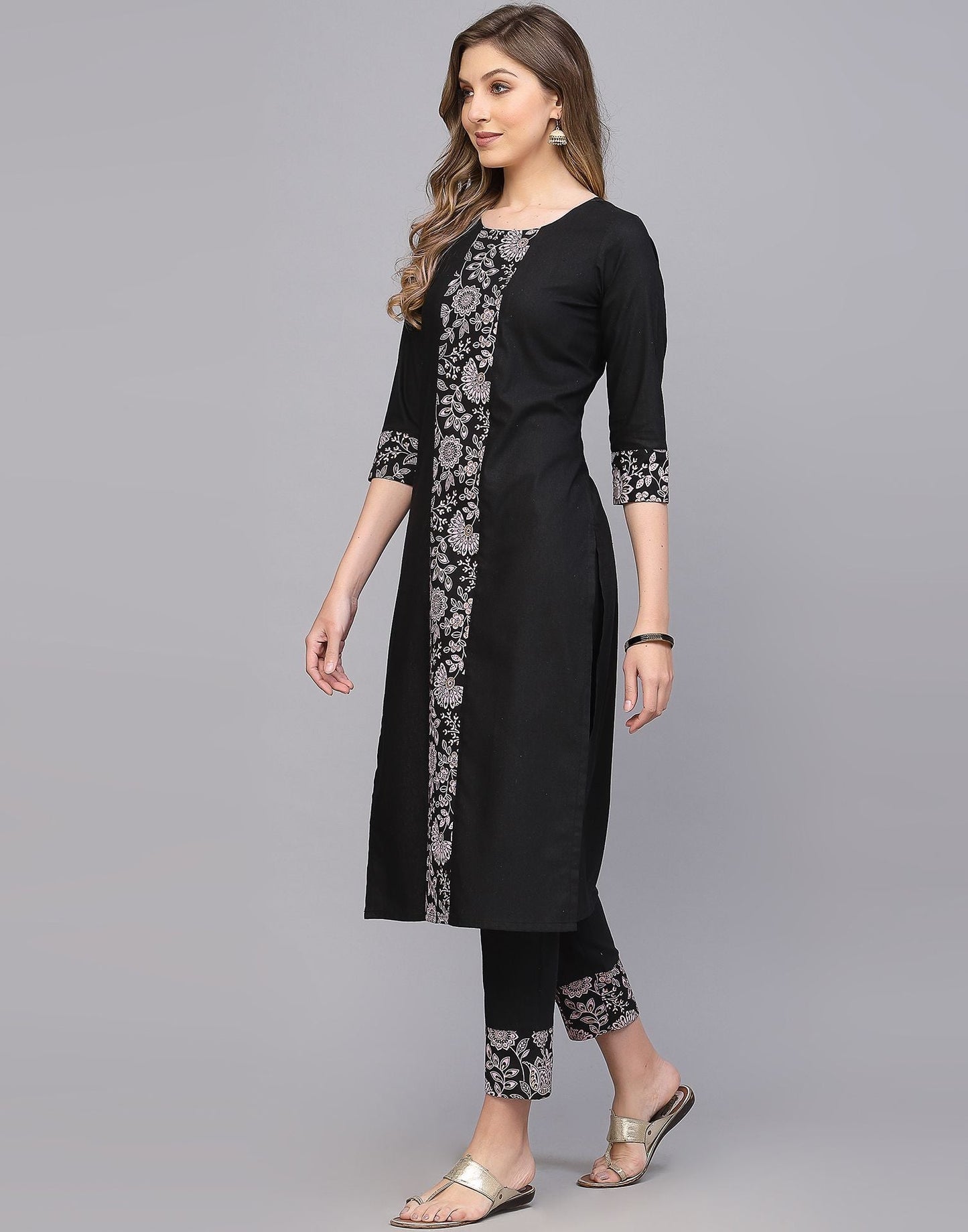 Black Cotton Kurti With Pant Set