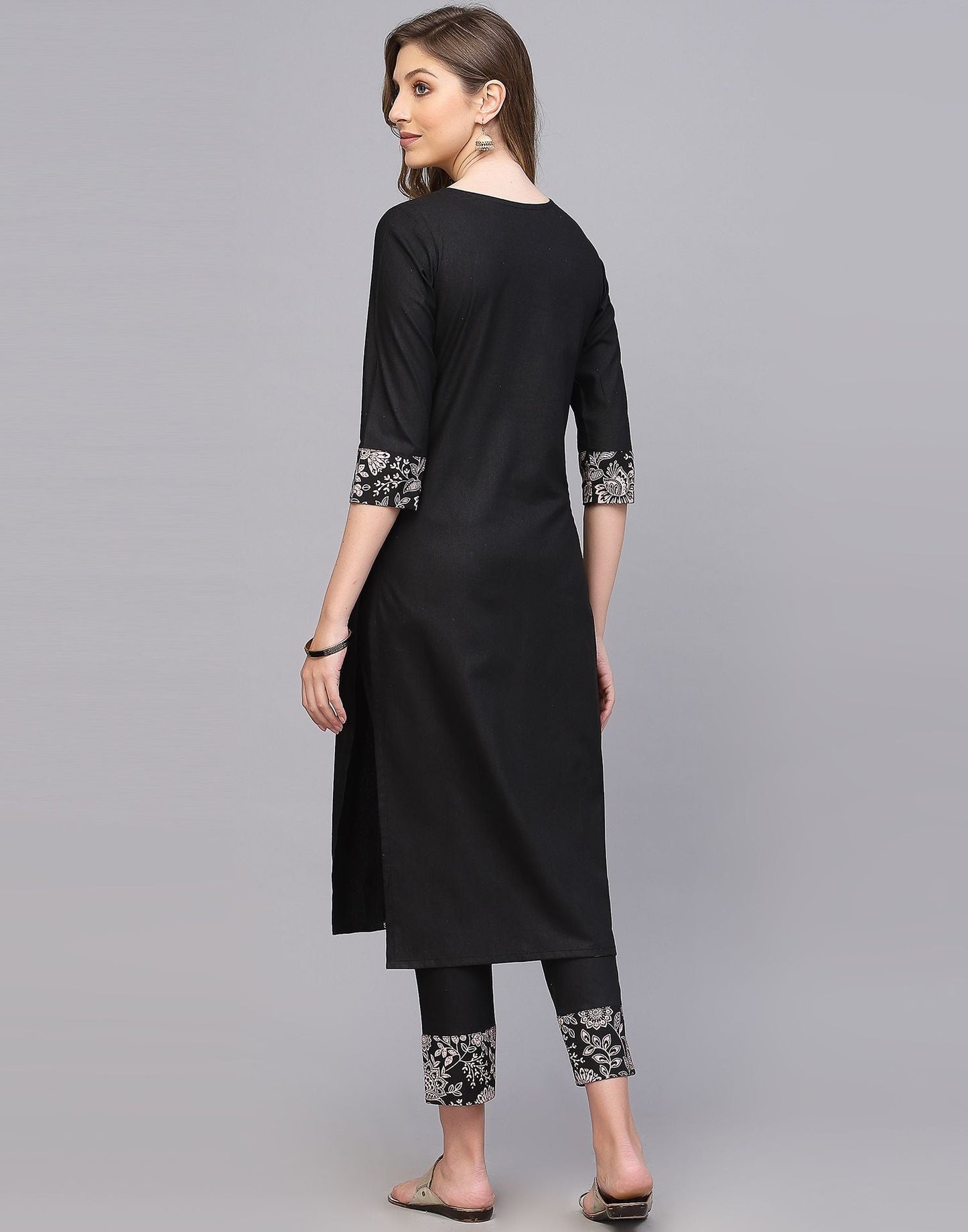 Black Cotton Kurti With Pant Set