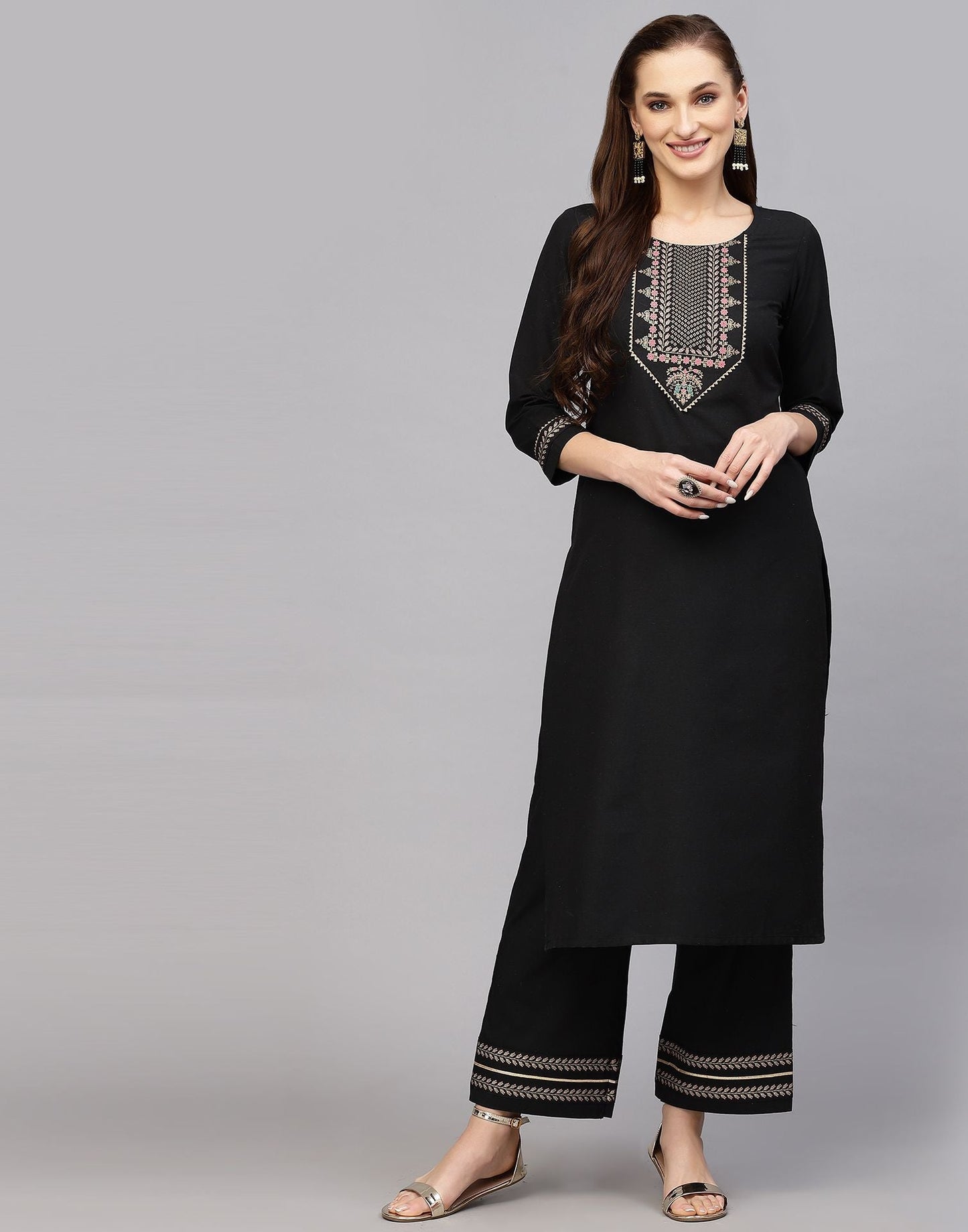 Black Kurti With Pant And Dupatta