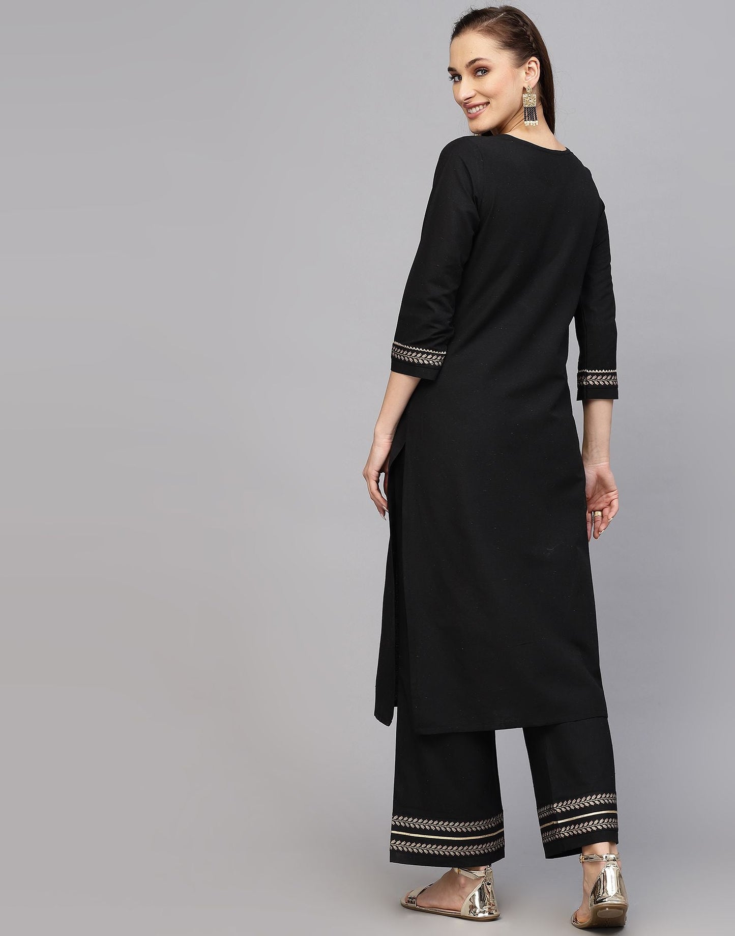 Black Cotton Kurti With Pant Set