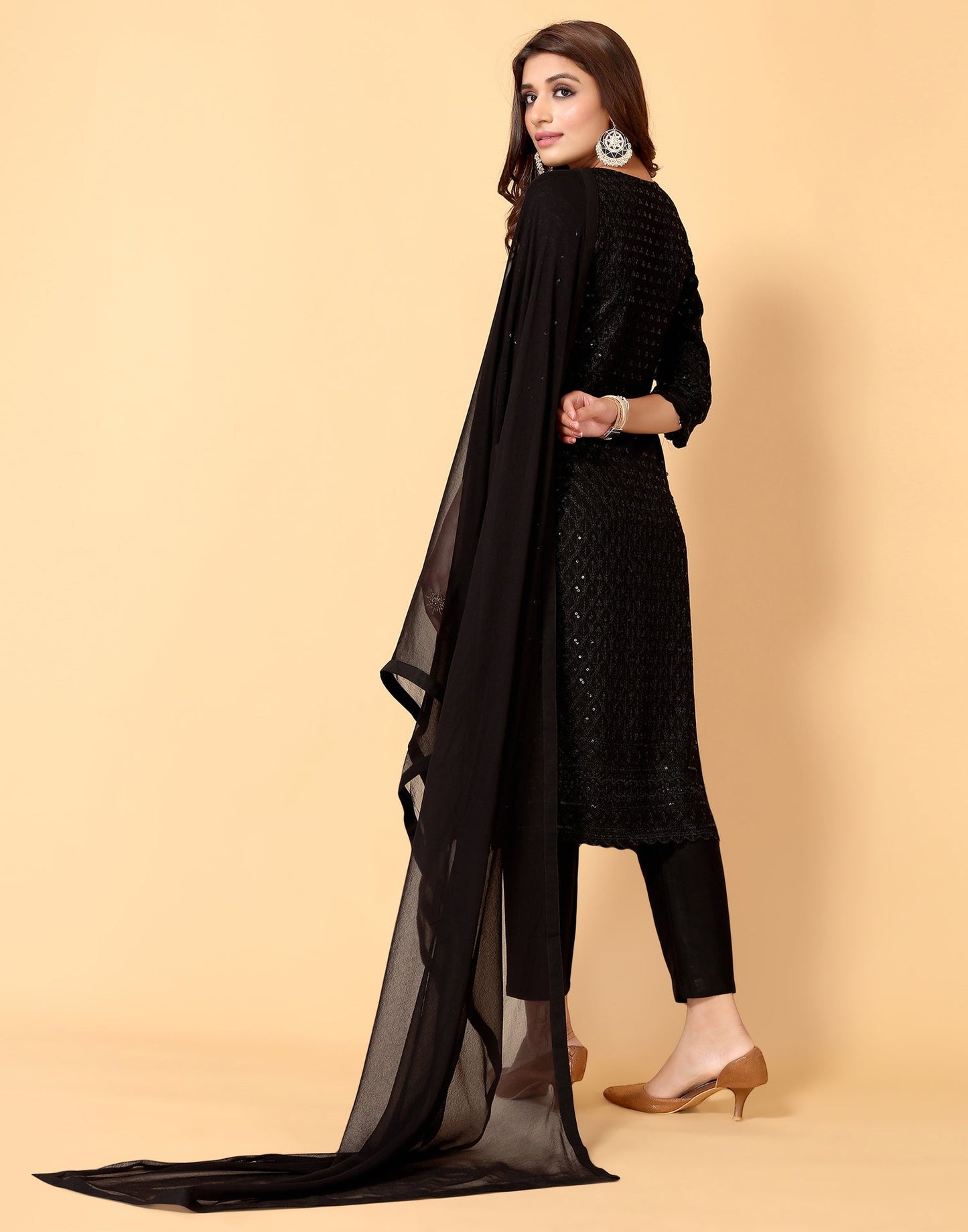 Black Kurti With Pant And Dupatta