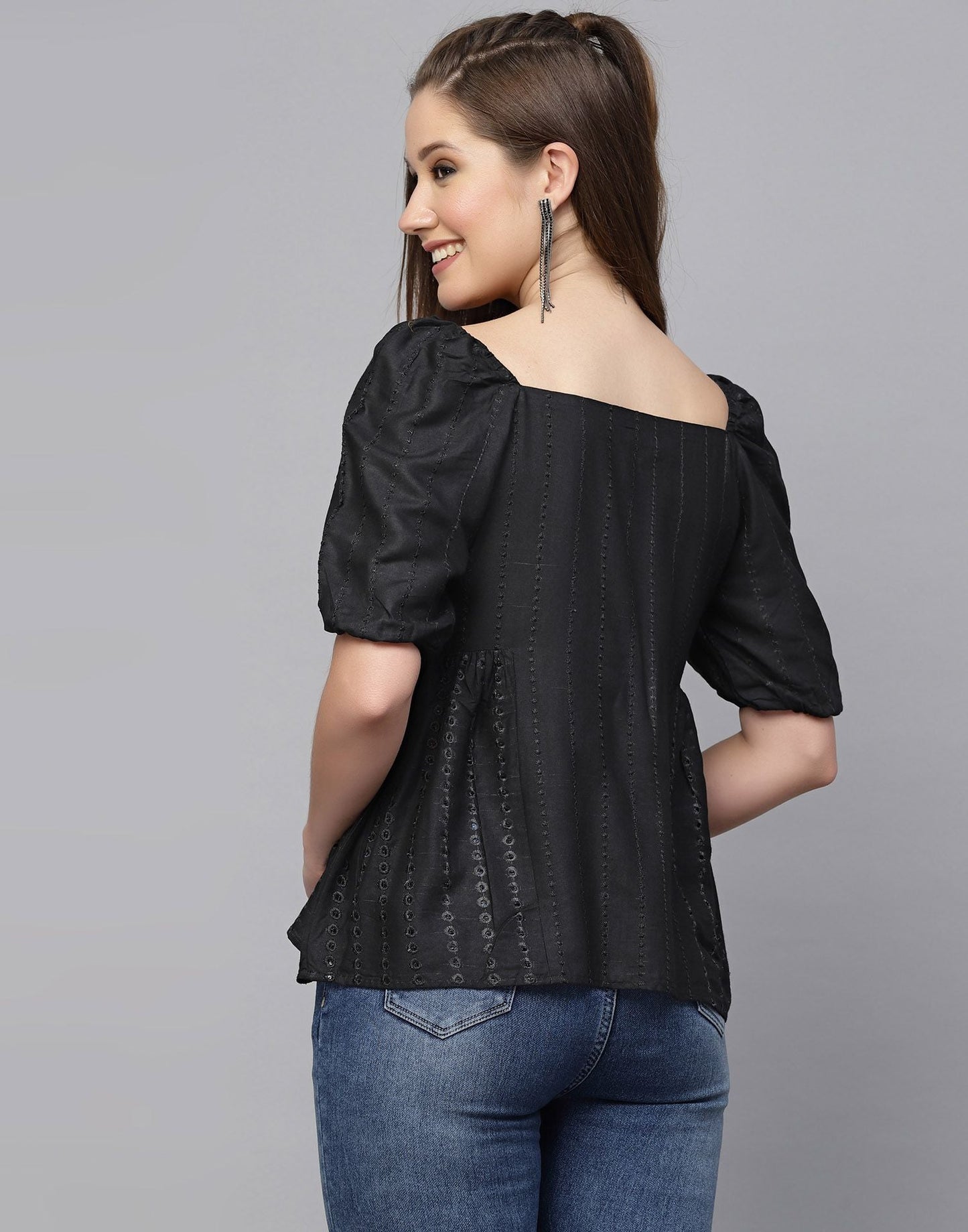 Black Plain Rayon Top