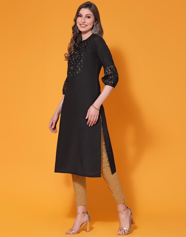 Black Foil Prined Kurta