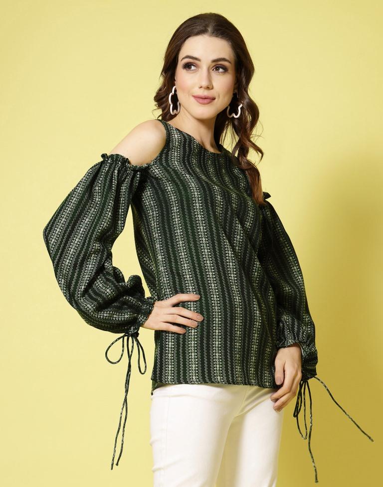 Green Cotton Printed Top