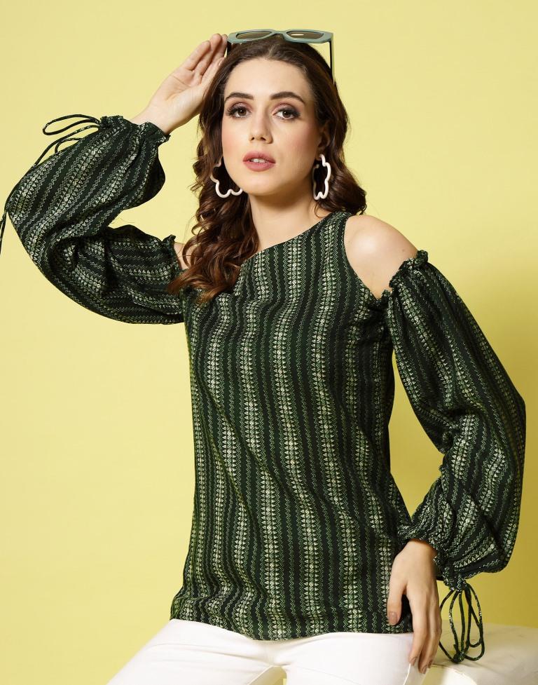 Green Cotton Printed Top