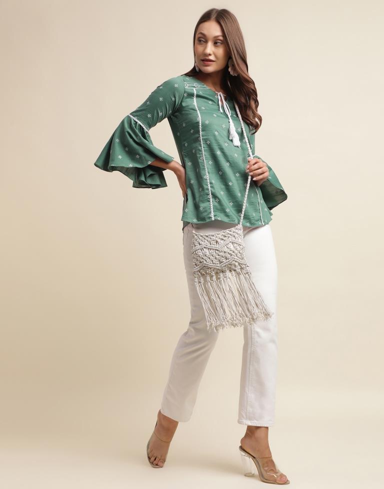 Green Chinnon Printed Top