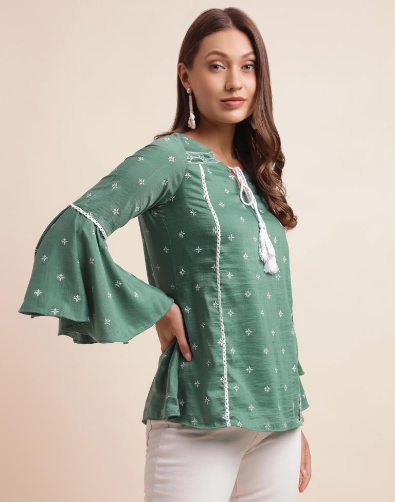 Green Chinnon Printed Top