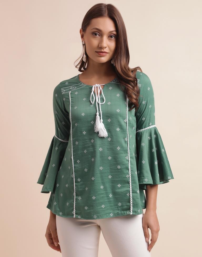 Green Chinnon Printed Top