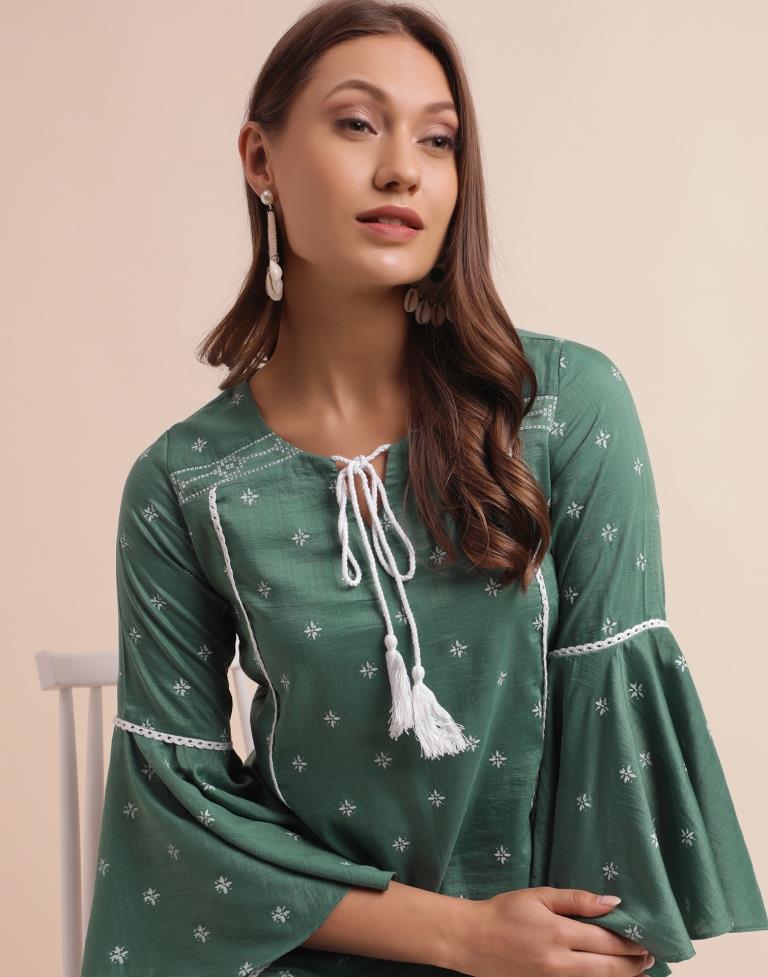 Green Chinnon Printed Top