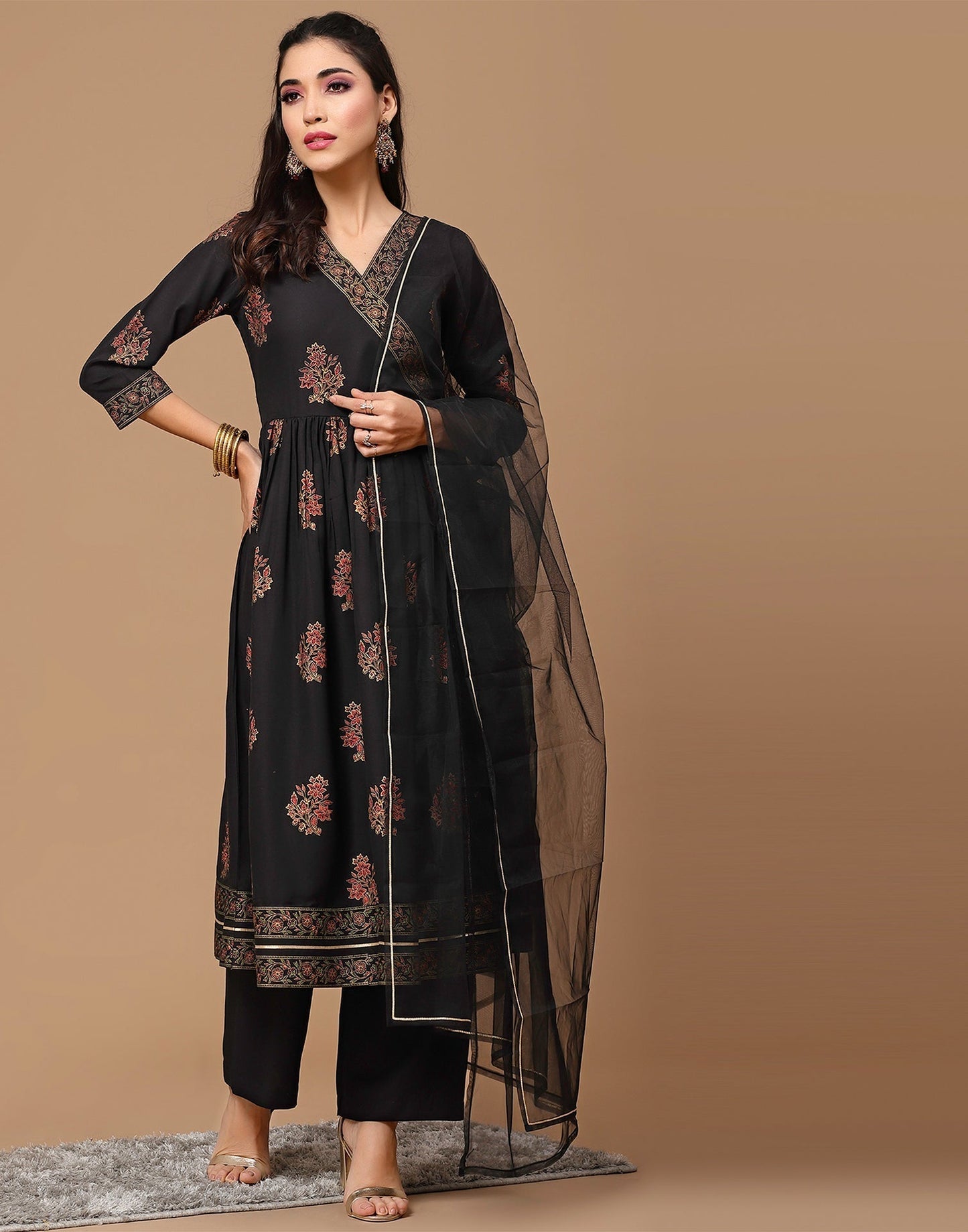 Black Kurti With Pant And Dupatta