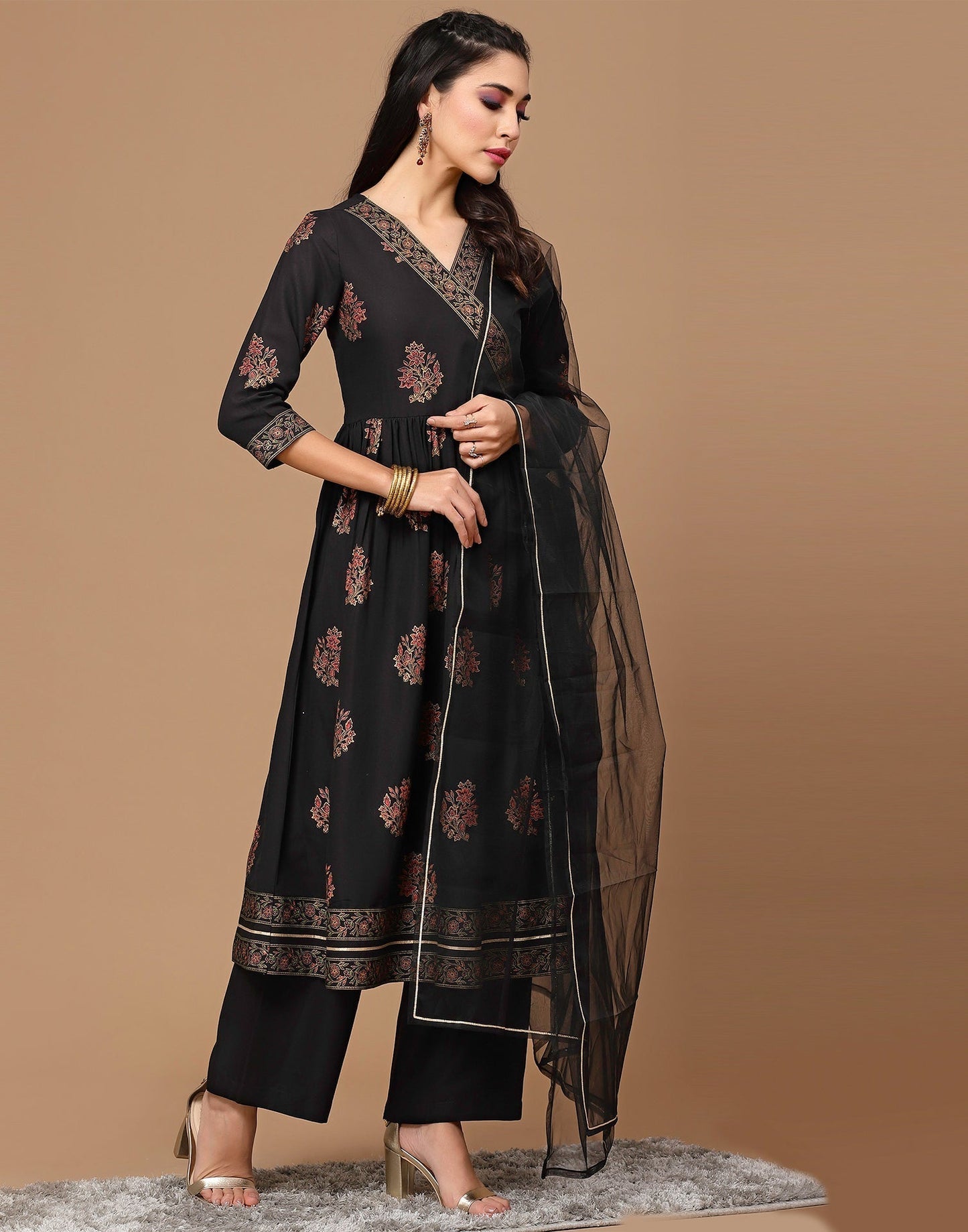 Black Kurti With Pant And Dupatta