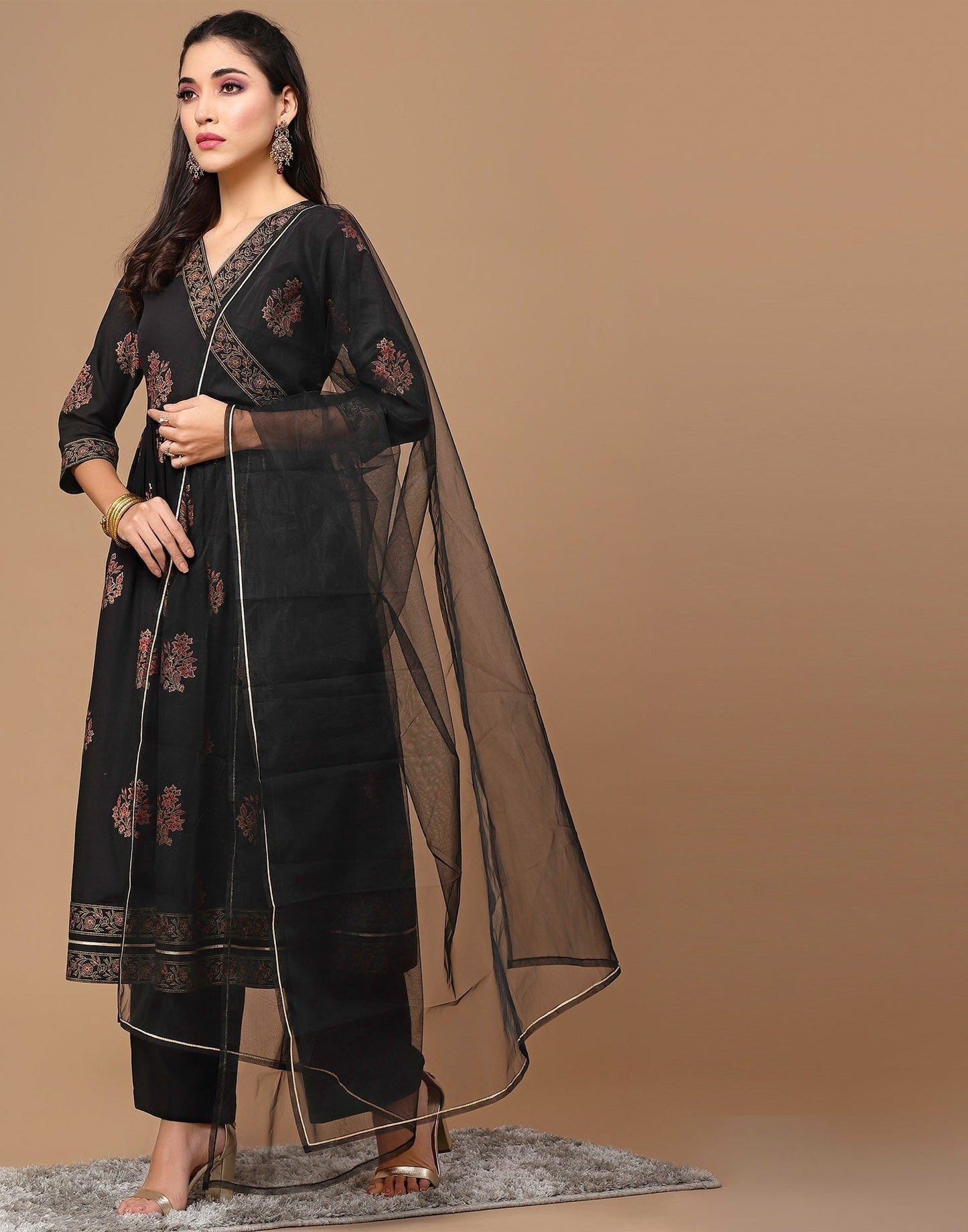 Black Kurti With Pant And Dupatta