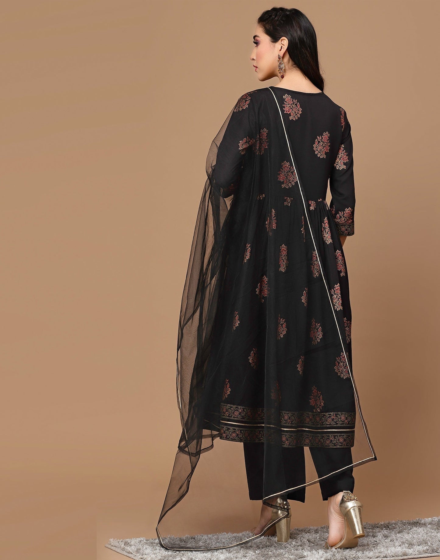 Black Kurti With Pant And Dupatta