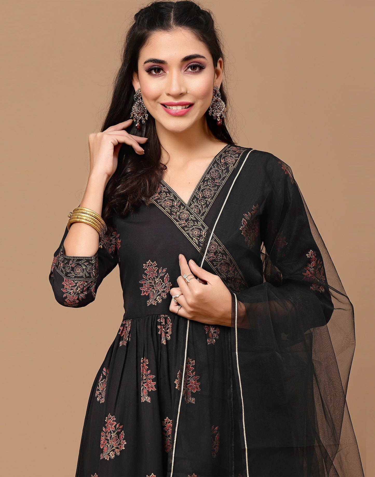 Black Kurti With Pant And Dupatta