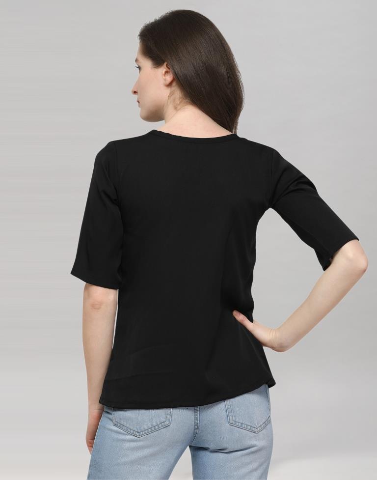 Black Coloured Plain Crepe Top