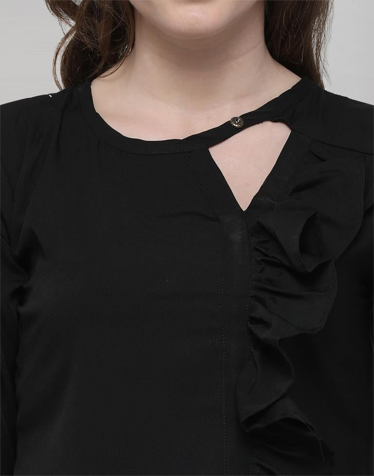 Black Coloured Plain Crepe Top