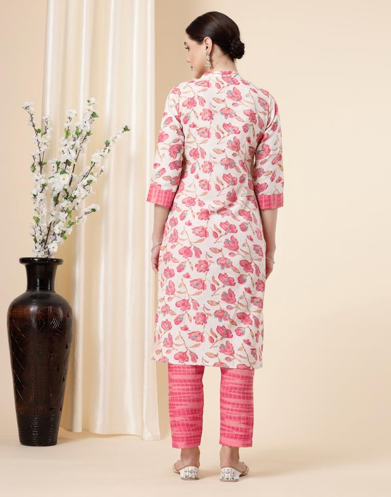 Off White Printed Kurta With Pant