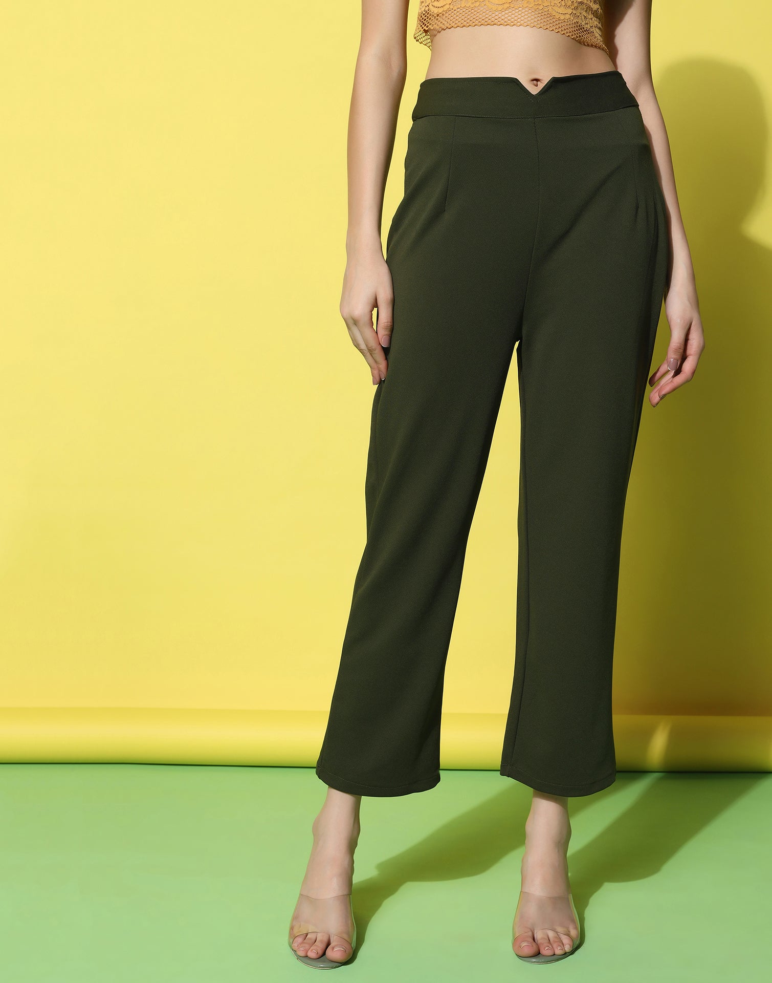 Green High Rise Trouser