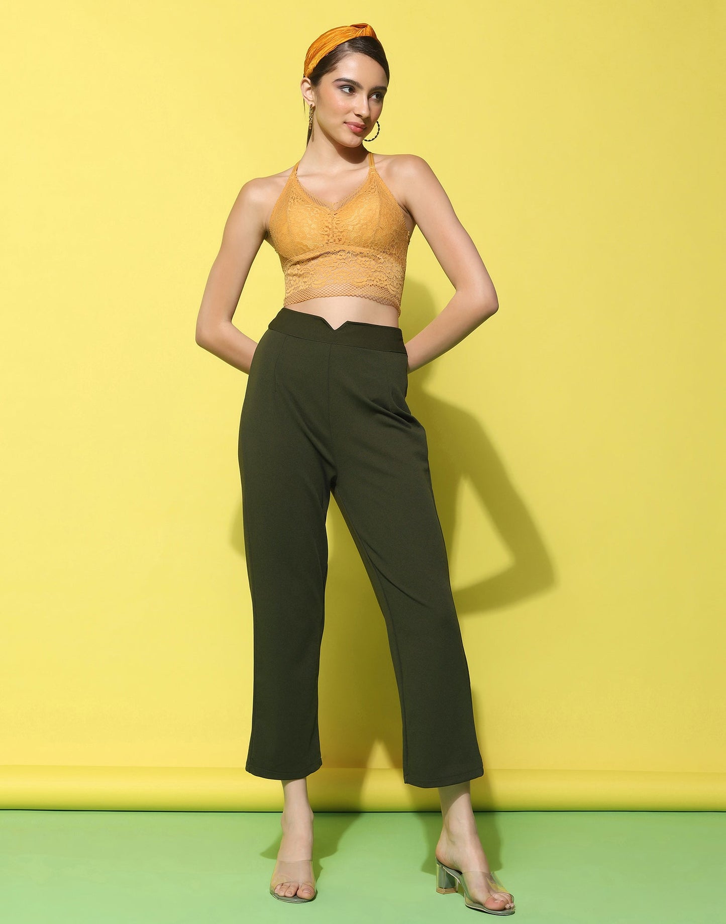 Green High Rise Trouser