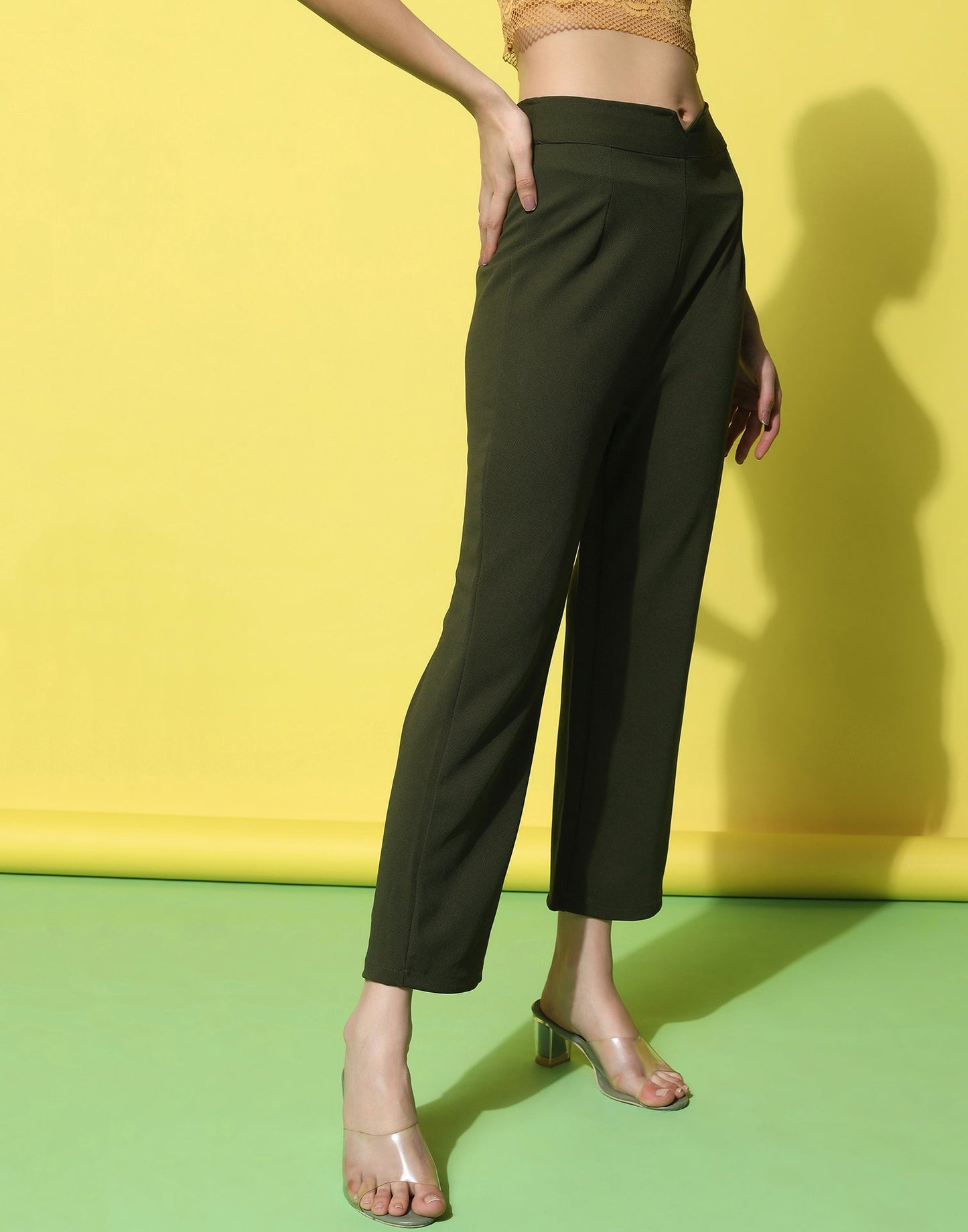 Green High Rise Trouser