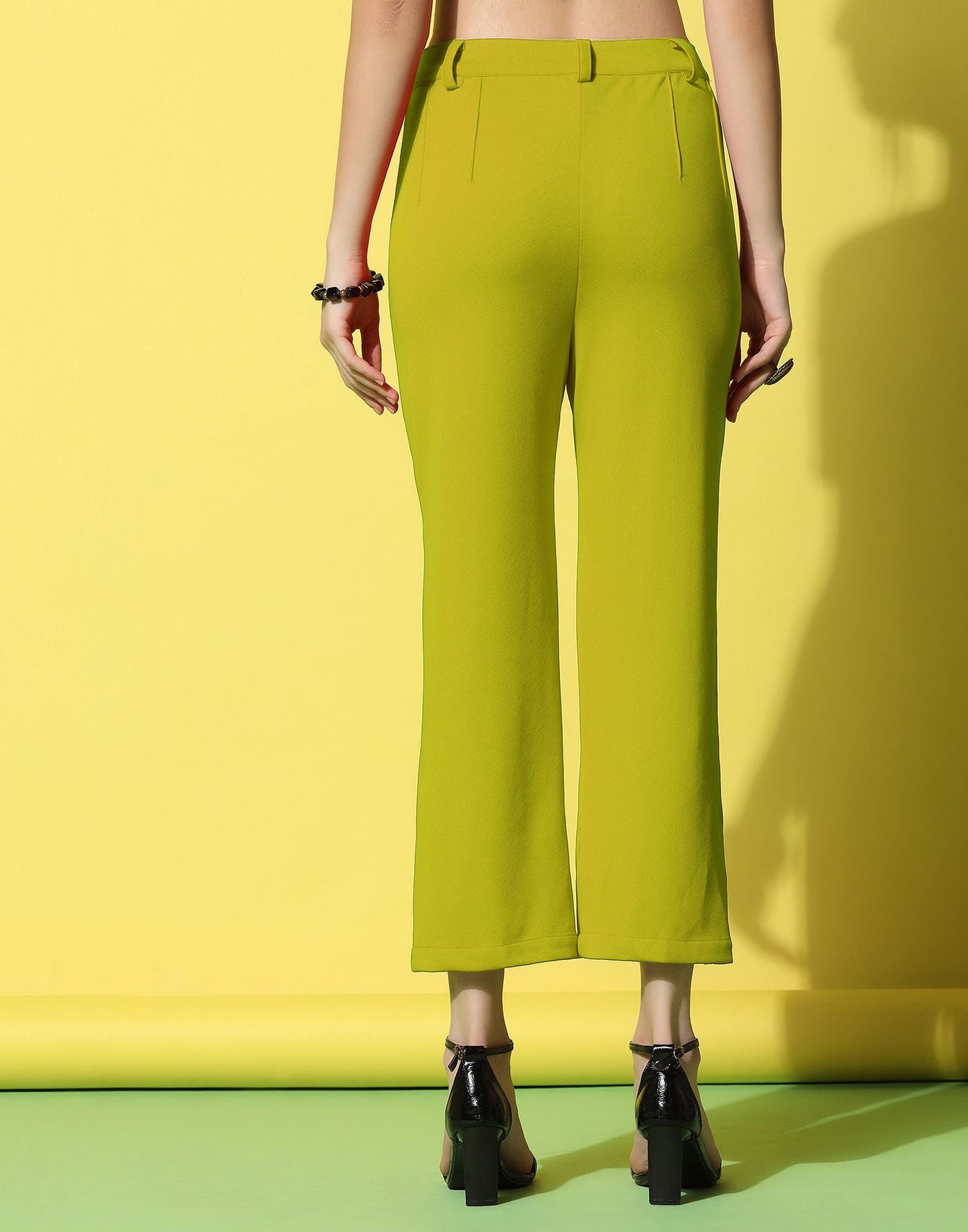 Green Pin Tuck Straight Fit Trouser