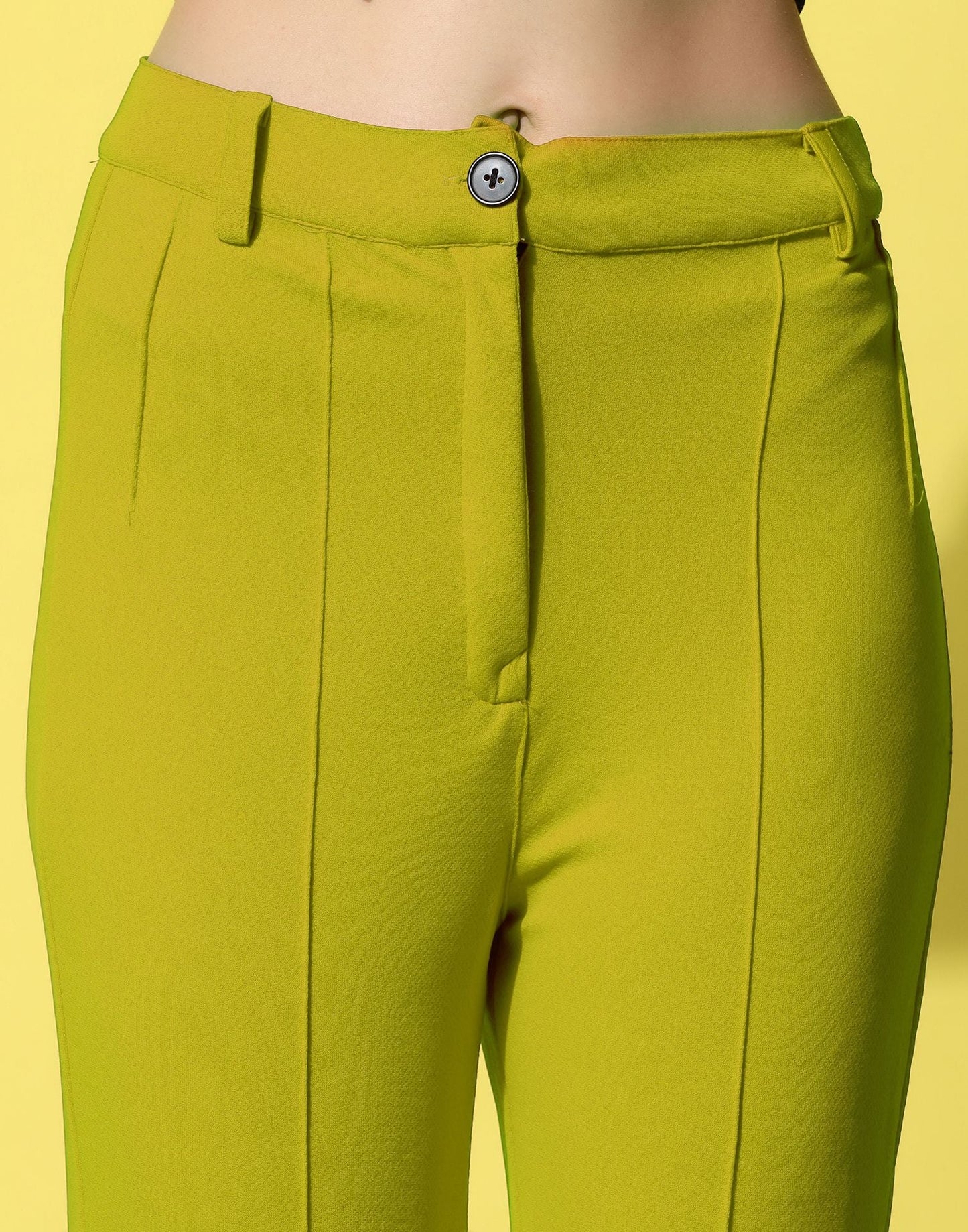 Green Pin Tuck Straight Fit Trouser