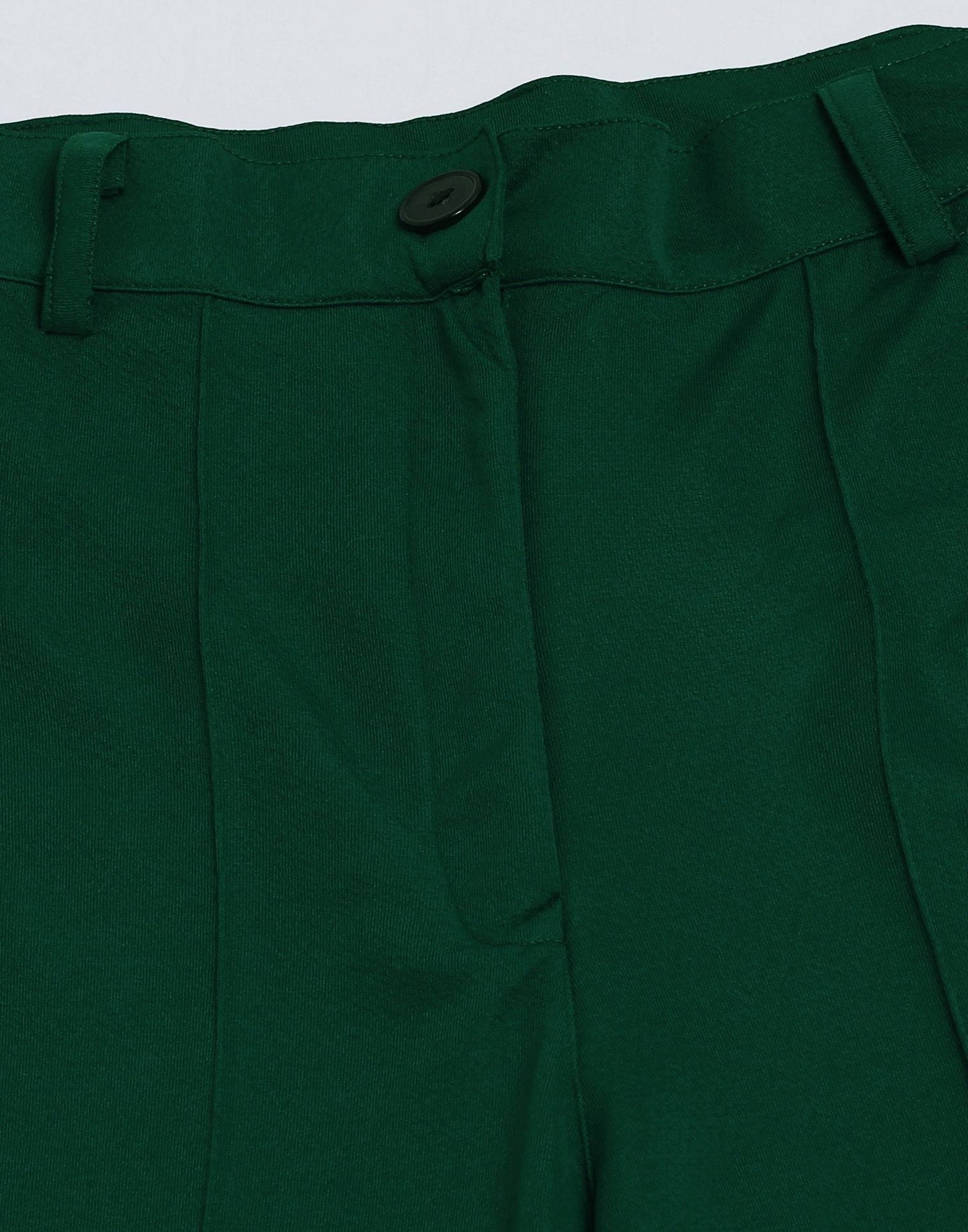 Dark Green Pin Tuck Straight Fit Trouser