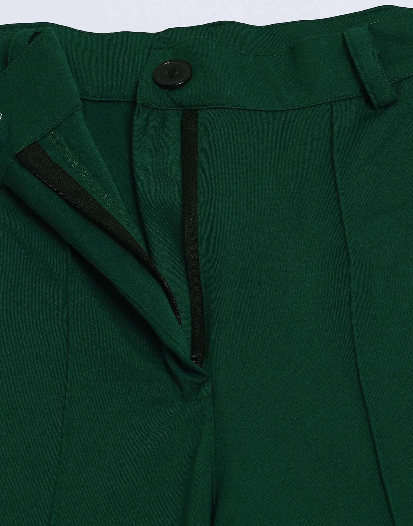 Dark Green Pin Tuck Straight Fit Trouser