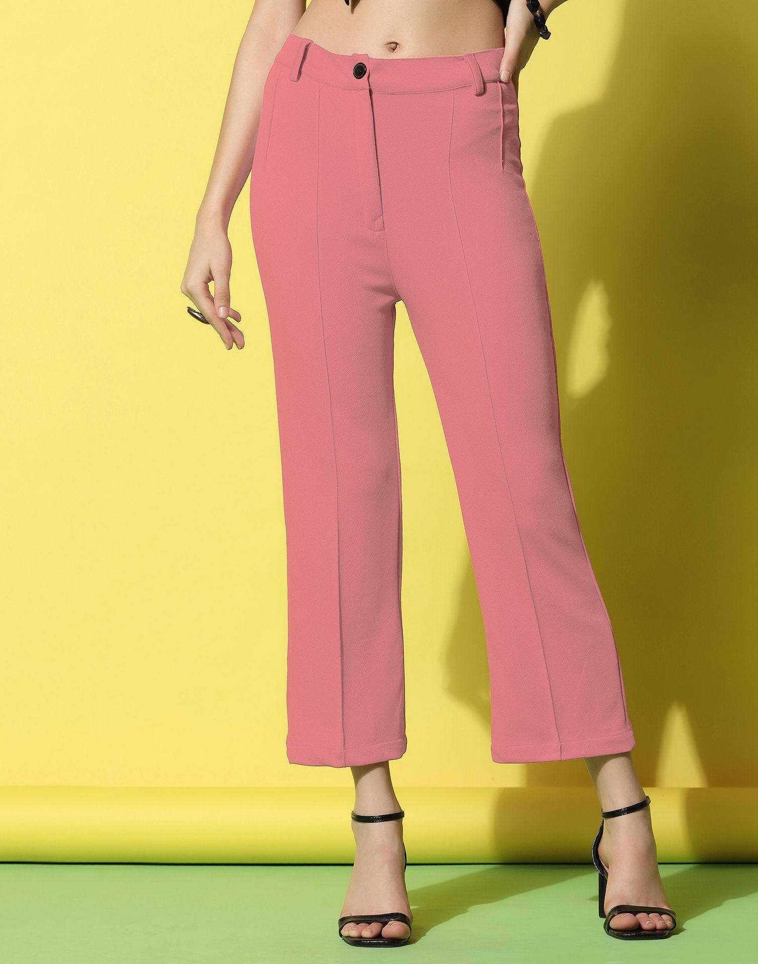 Light Pink Pin Tuck Straight Fit Trouser