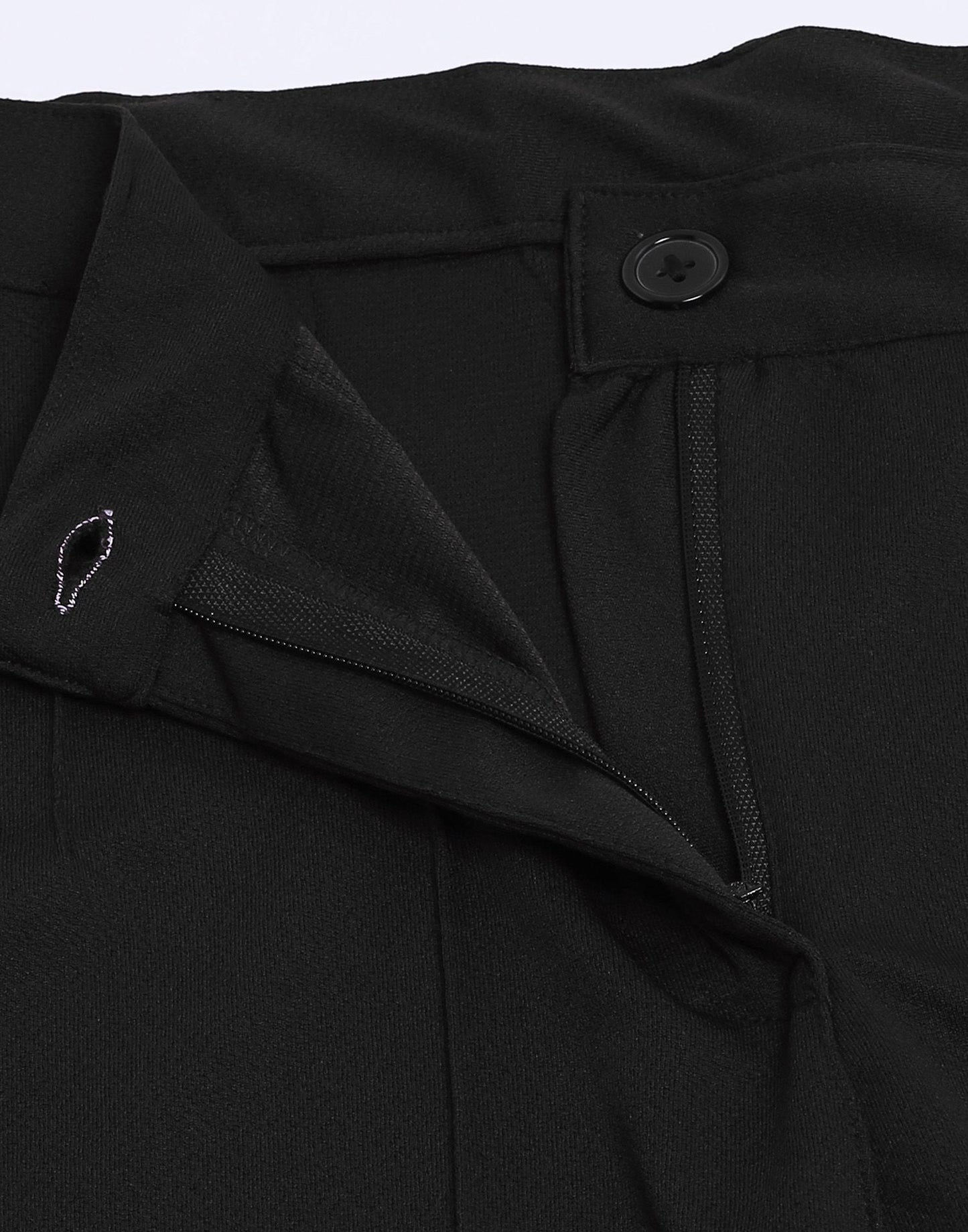 Black Pin Tuck Straight Fit Trouser