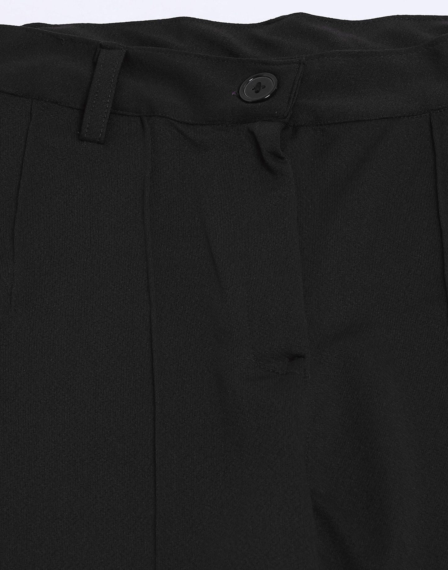 Black Pin Tuck Straight Fit Trouser