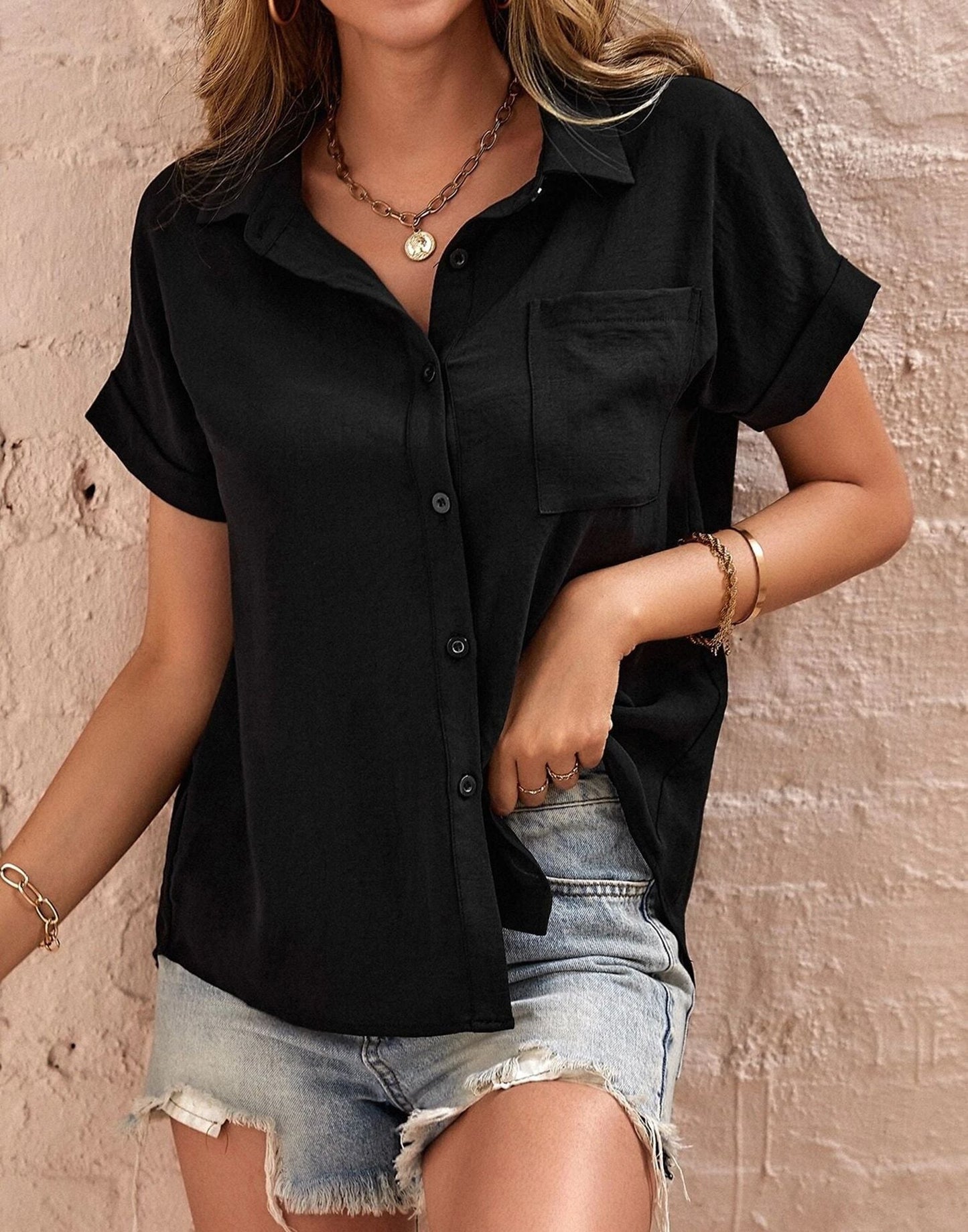 Black Plain Rayon Shirt