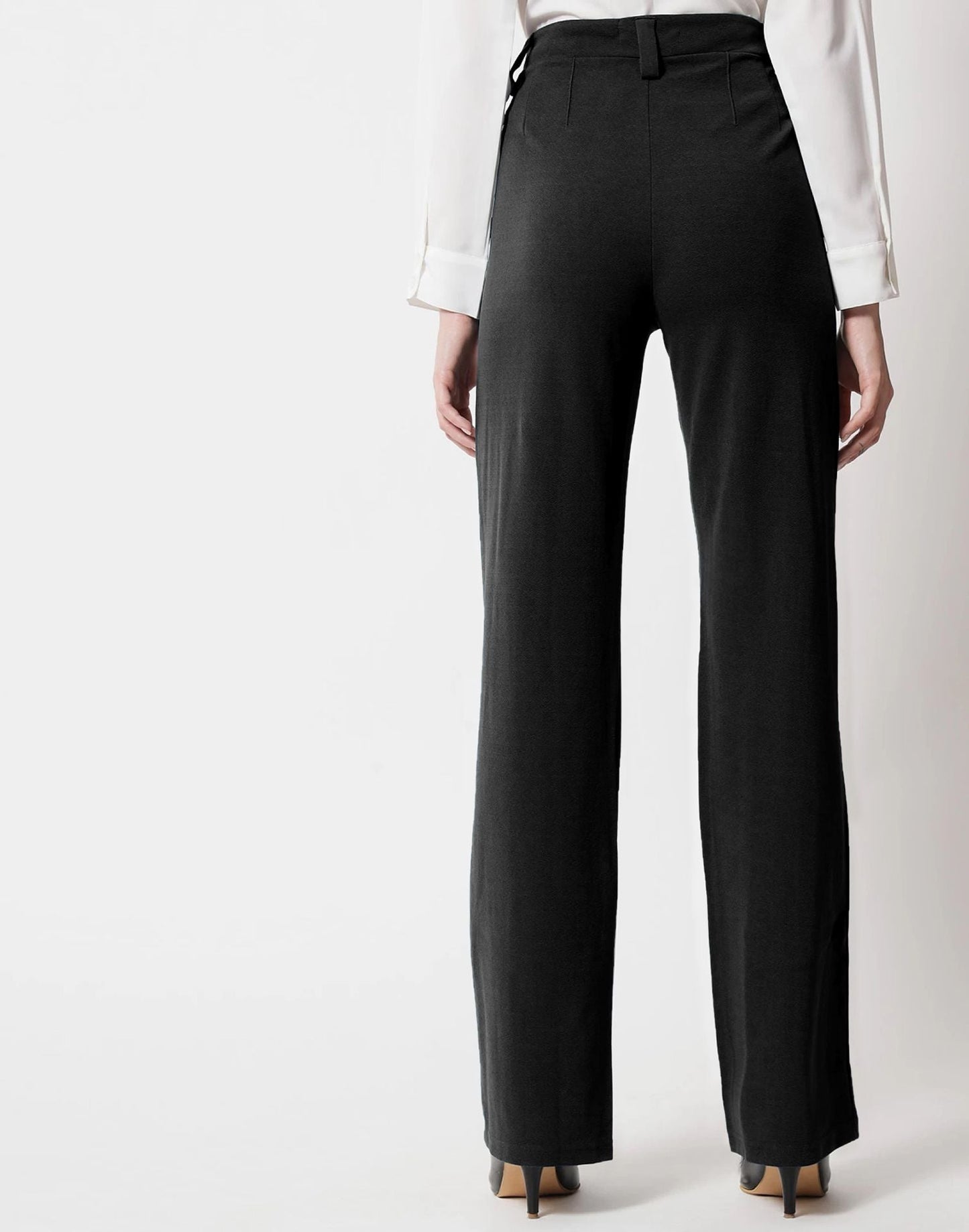 Black Pin Tuck Flared Trouser