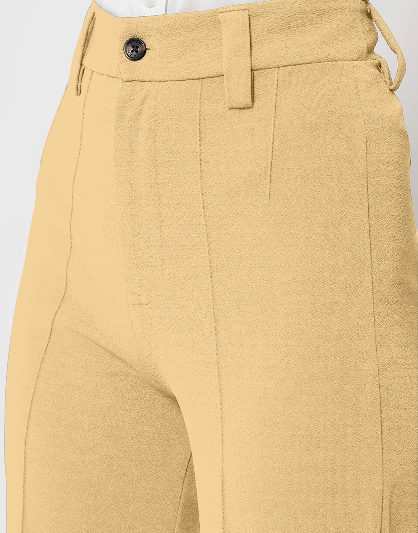 Cream Pin Tuck Flared Trouser