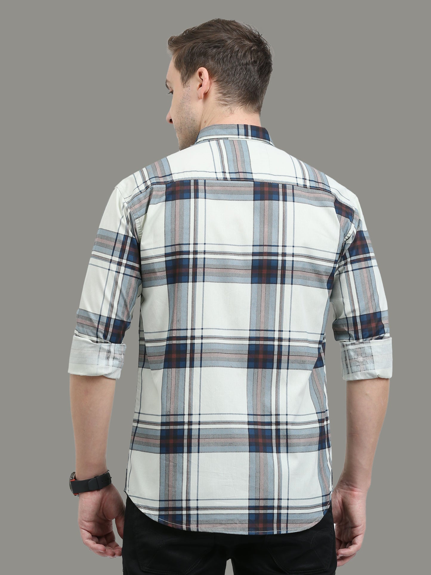 Broadchecks Green Cotton Blend Checks Shirt For Men