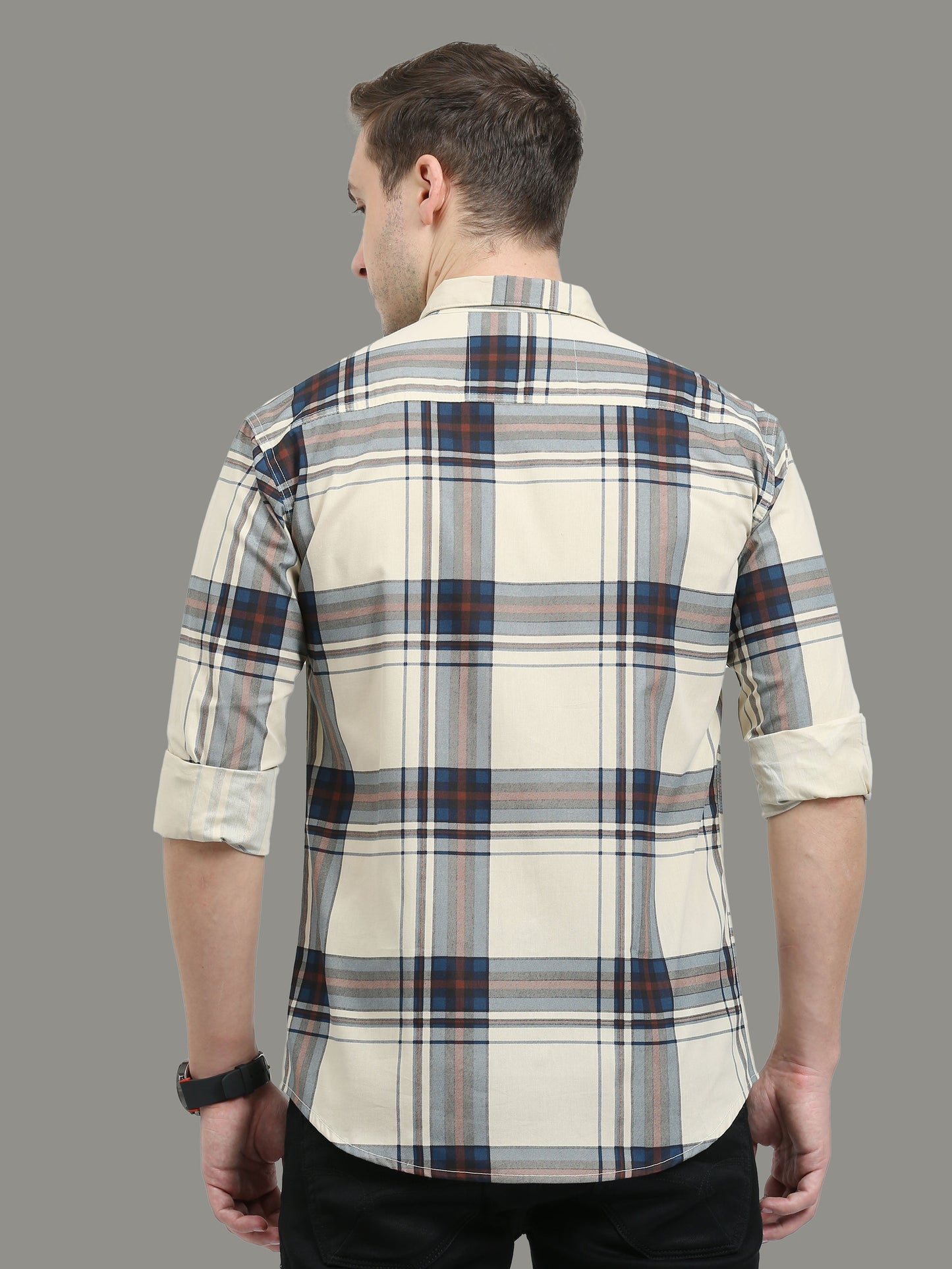 Broadchecks Yellow Cotton Blend Checks Shirt For Men