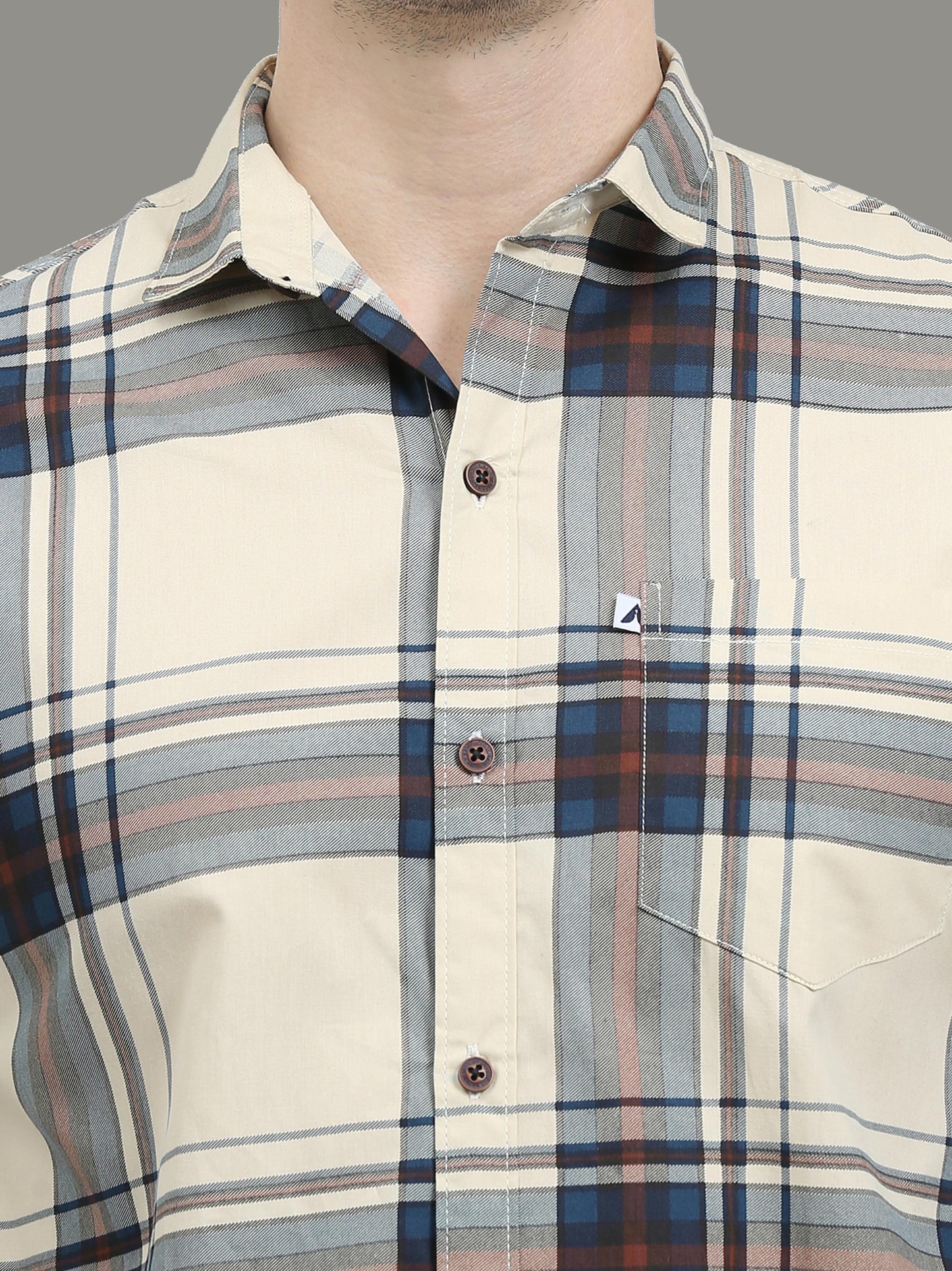 Broadchecks Yellow Cotton Blend Checks Shirt For Men