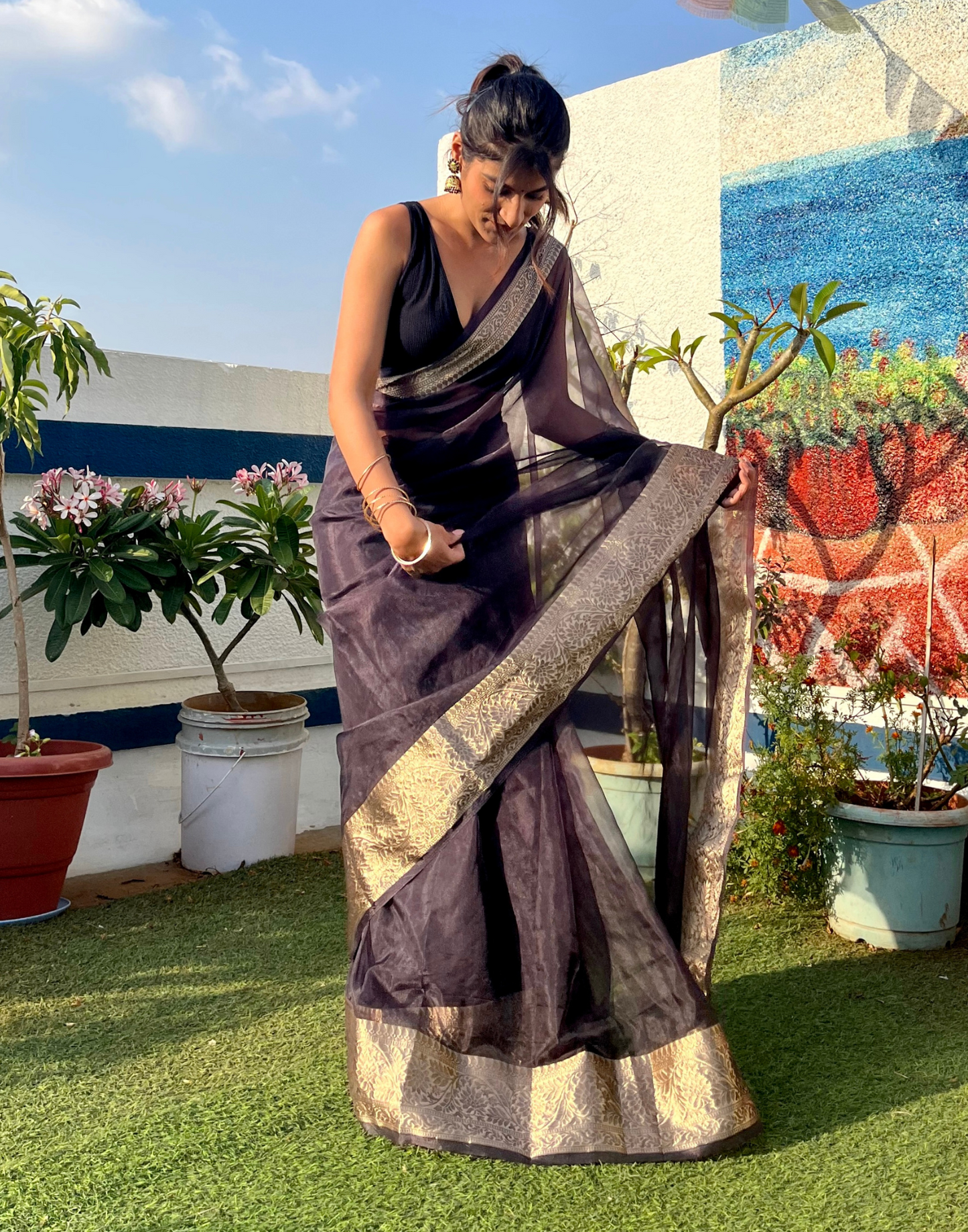 Black Organza Saree