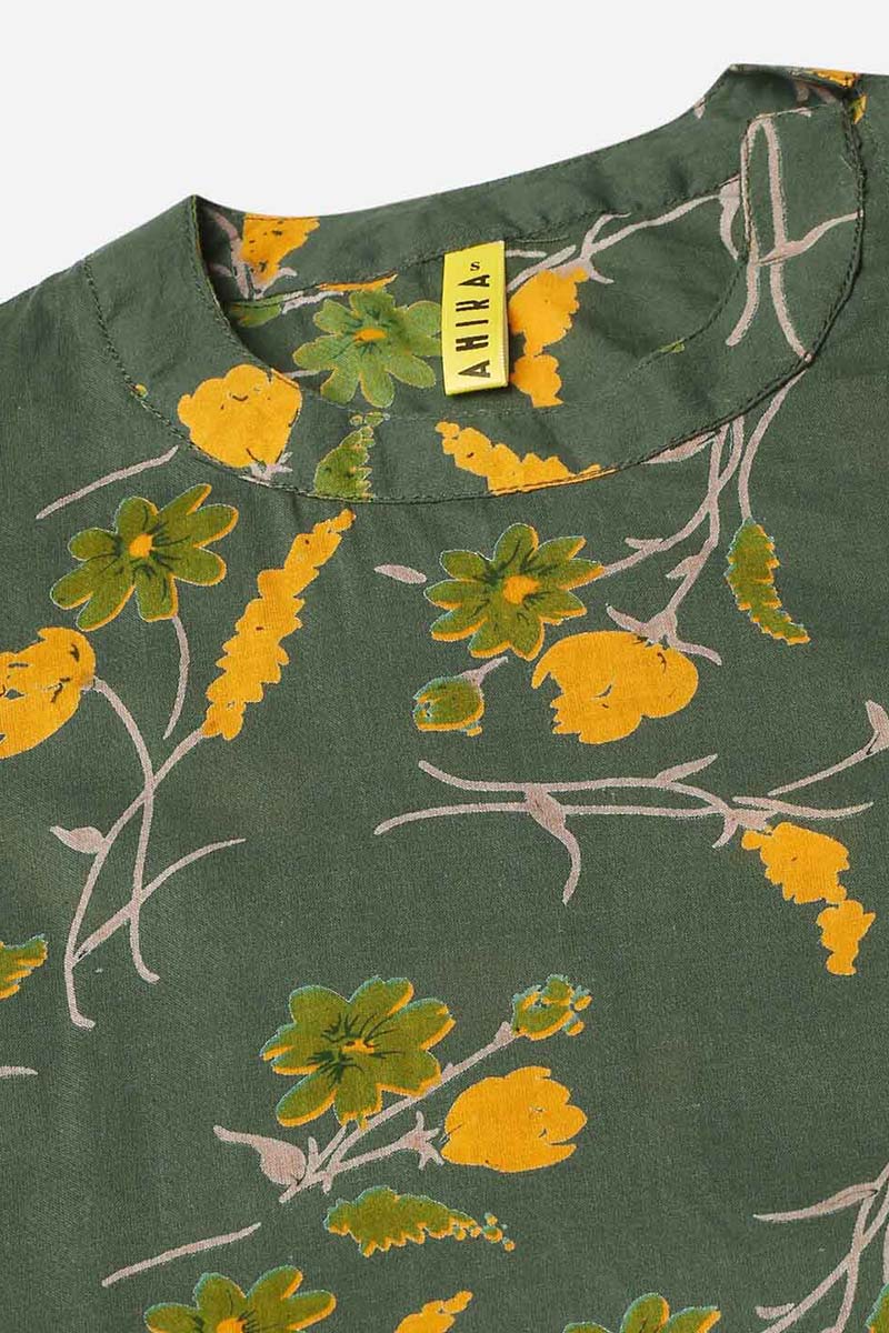 Olive Color Printed Fancy Daily Wear Kurti VCK1545