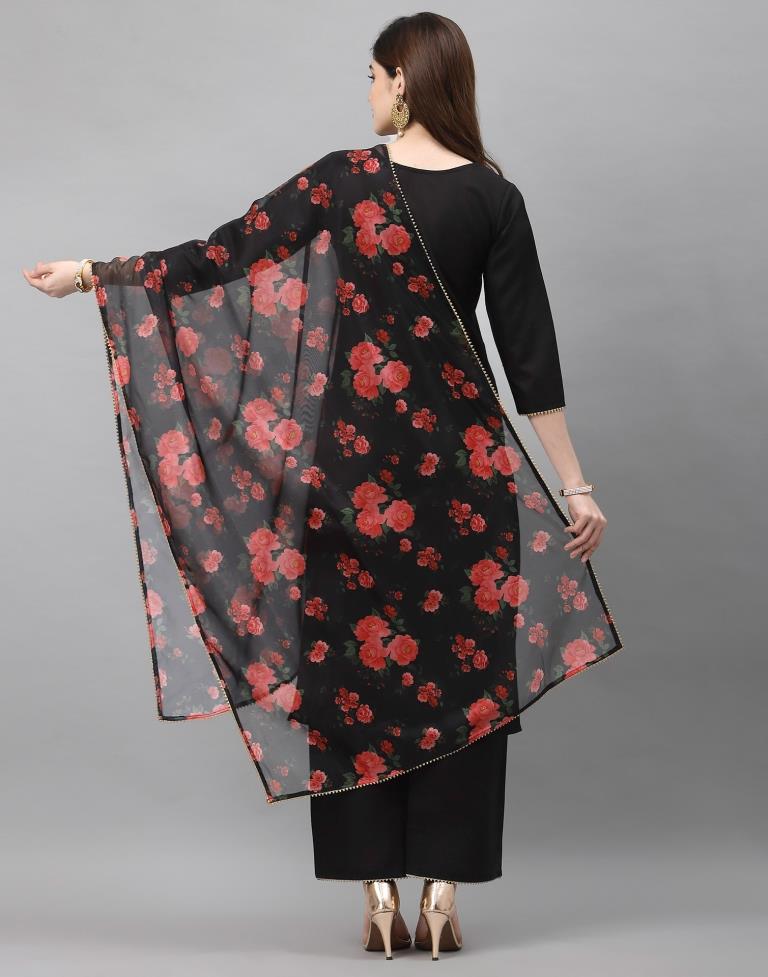 Black Kurti with Pant And Dupatta