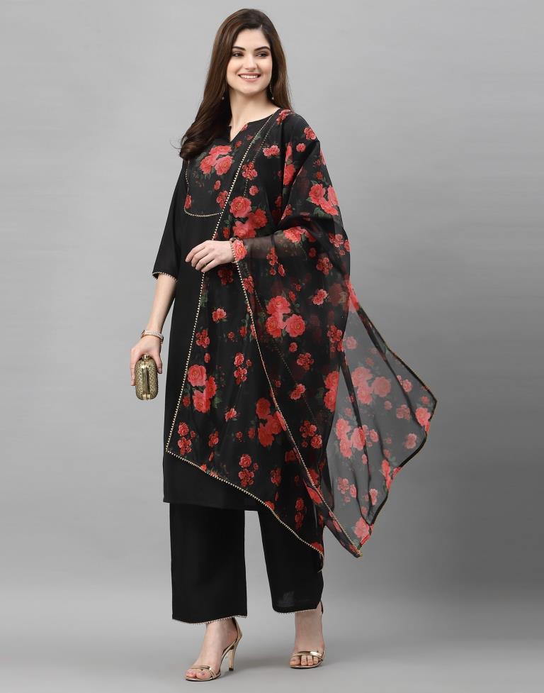 Black Kurti with Pant And Dupatta