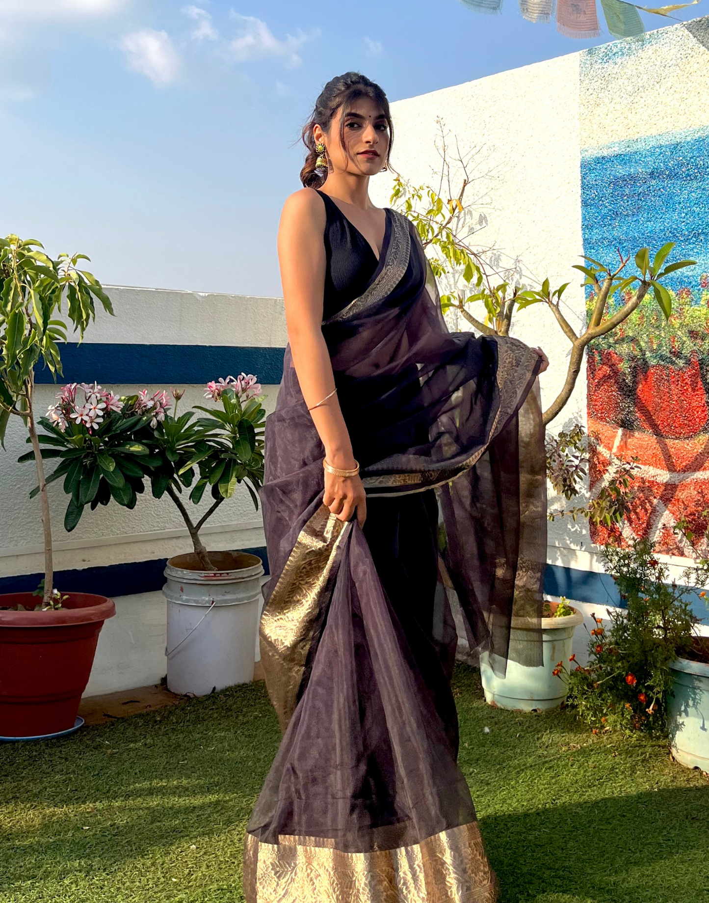 Black Organza Saree