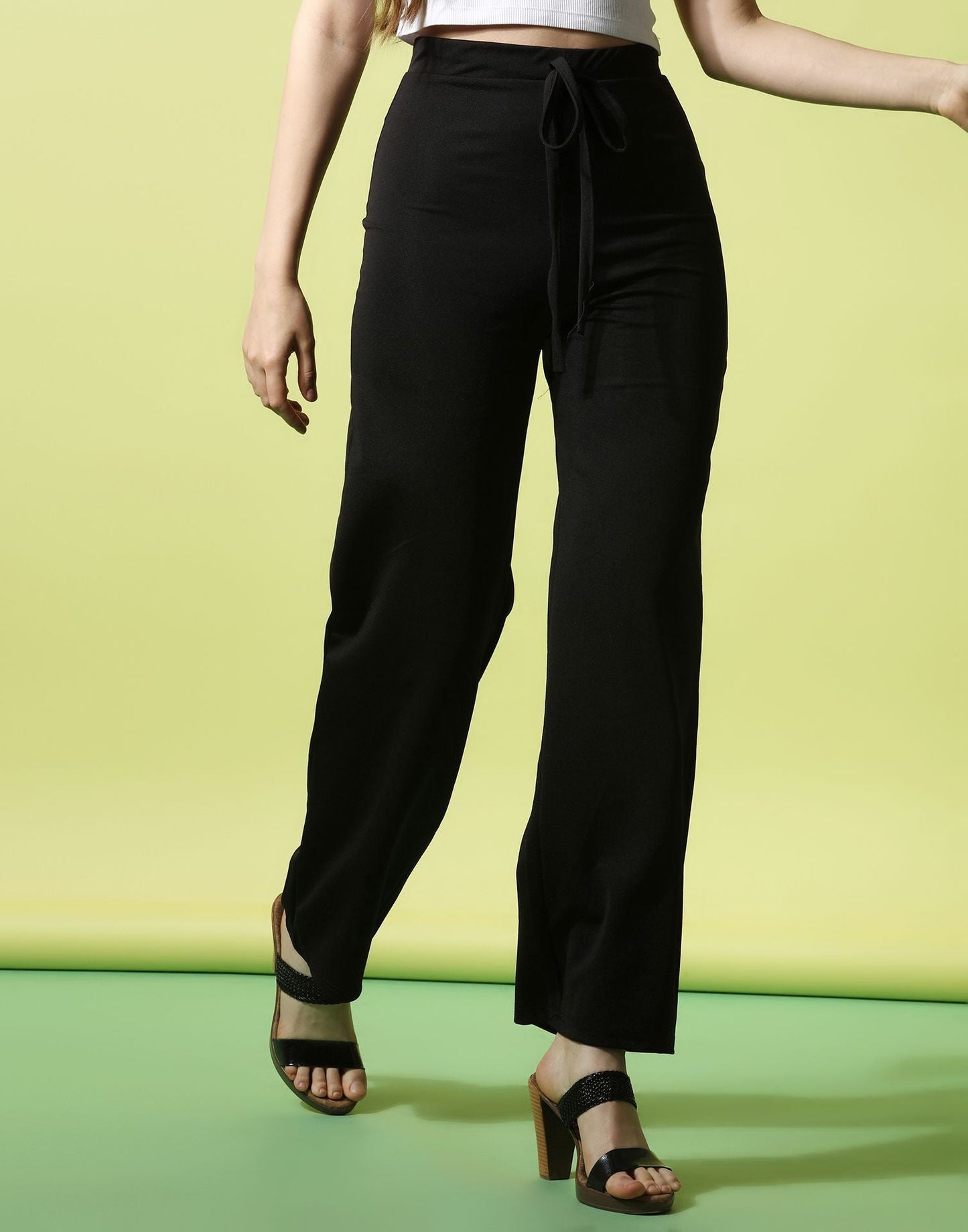 Black knotted Straight Fit Trouser