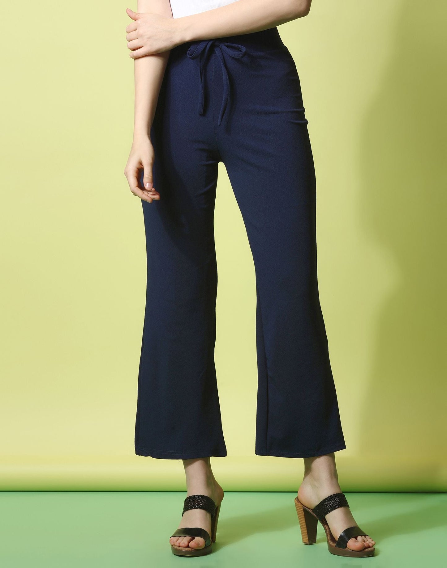 Blue knotted Straight Fit Trouser