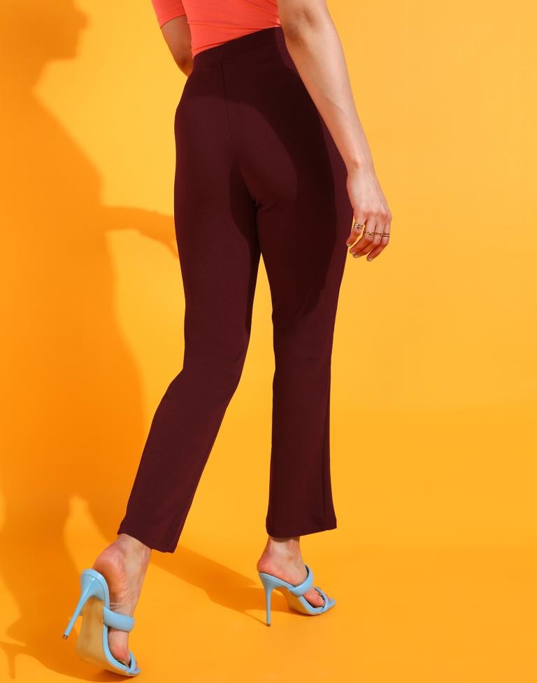 Maroon Straight Fit Trouser