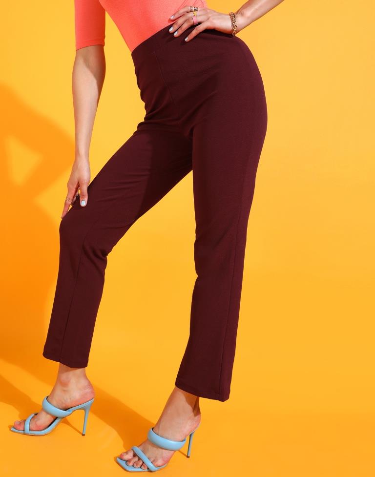 Maroon Straight Fit Trouser