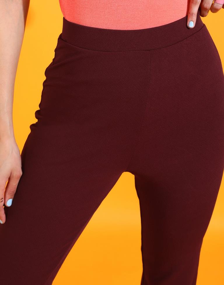 Maroon Straight Fit Trouser