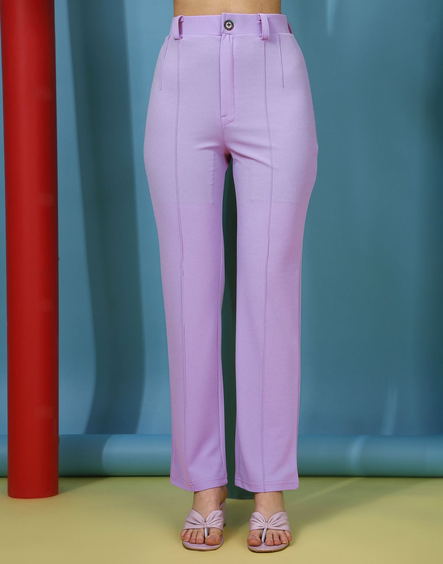 Lavender Pin Tuck Straight Fit Trouser