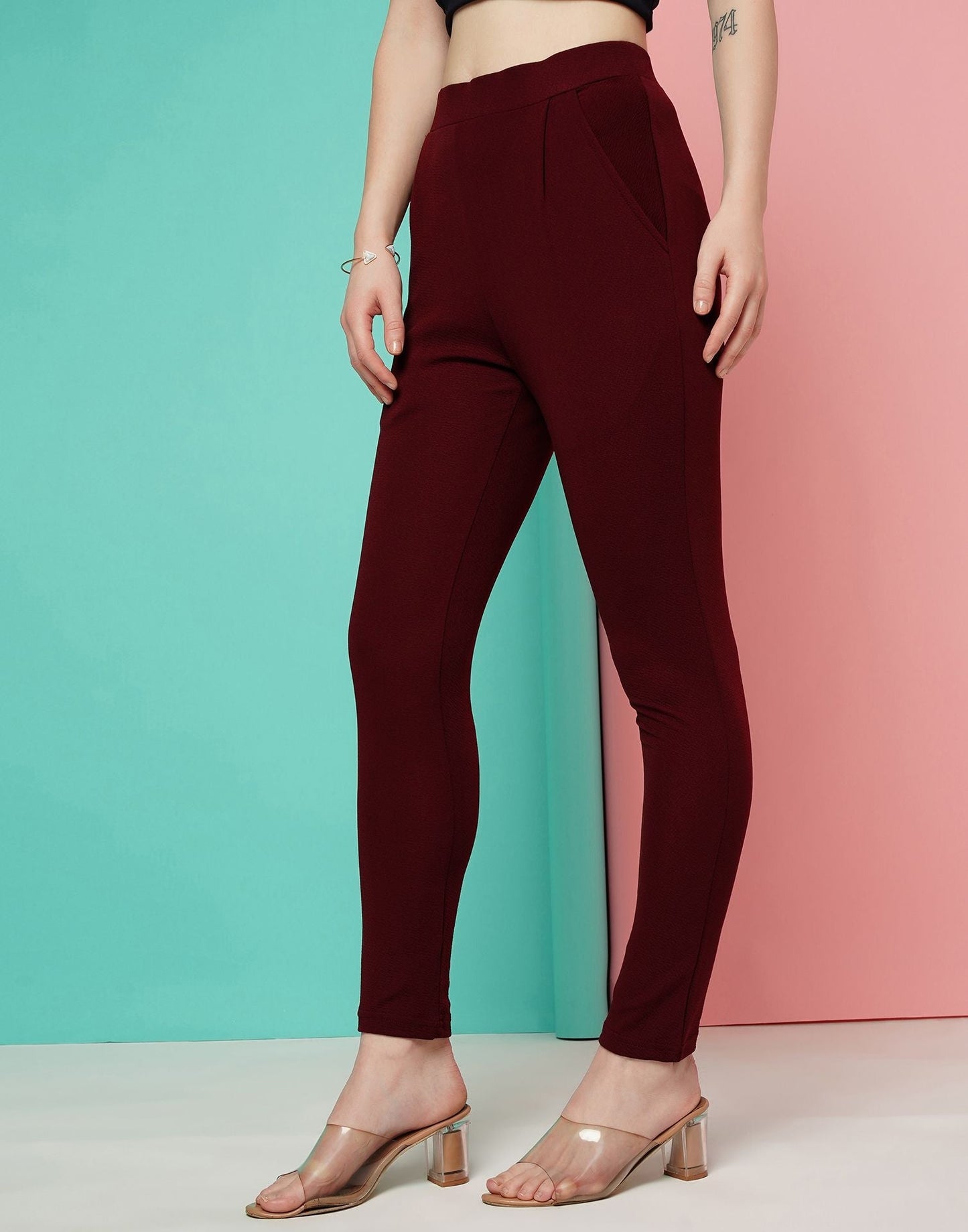 Maroon Leggings Fit Pant